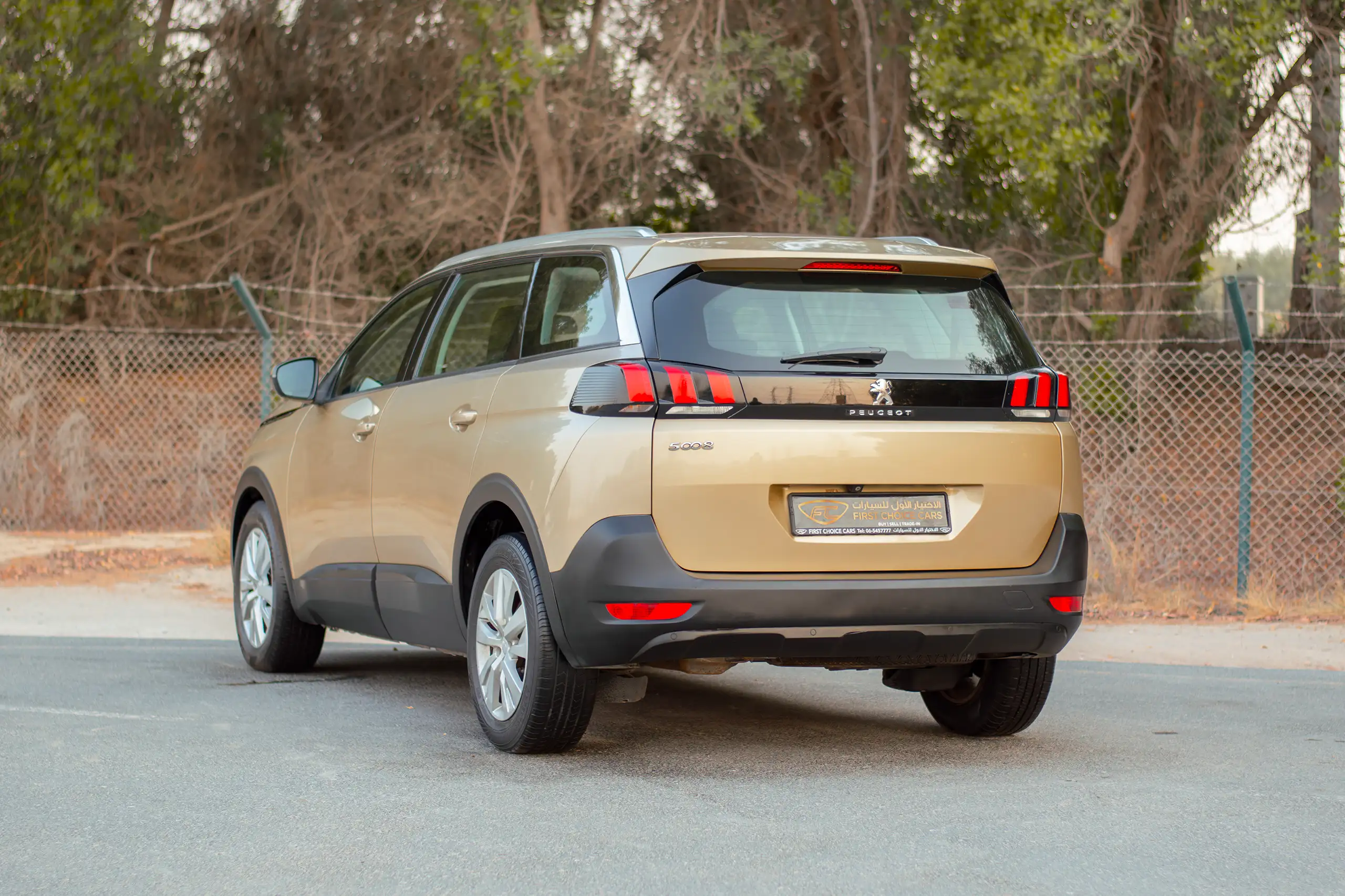 Used 2019 Peugeot 5008 Active Gold – Left Back Diagonal (45°) View at First Choice Cars Sharjah