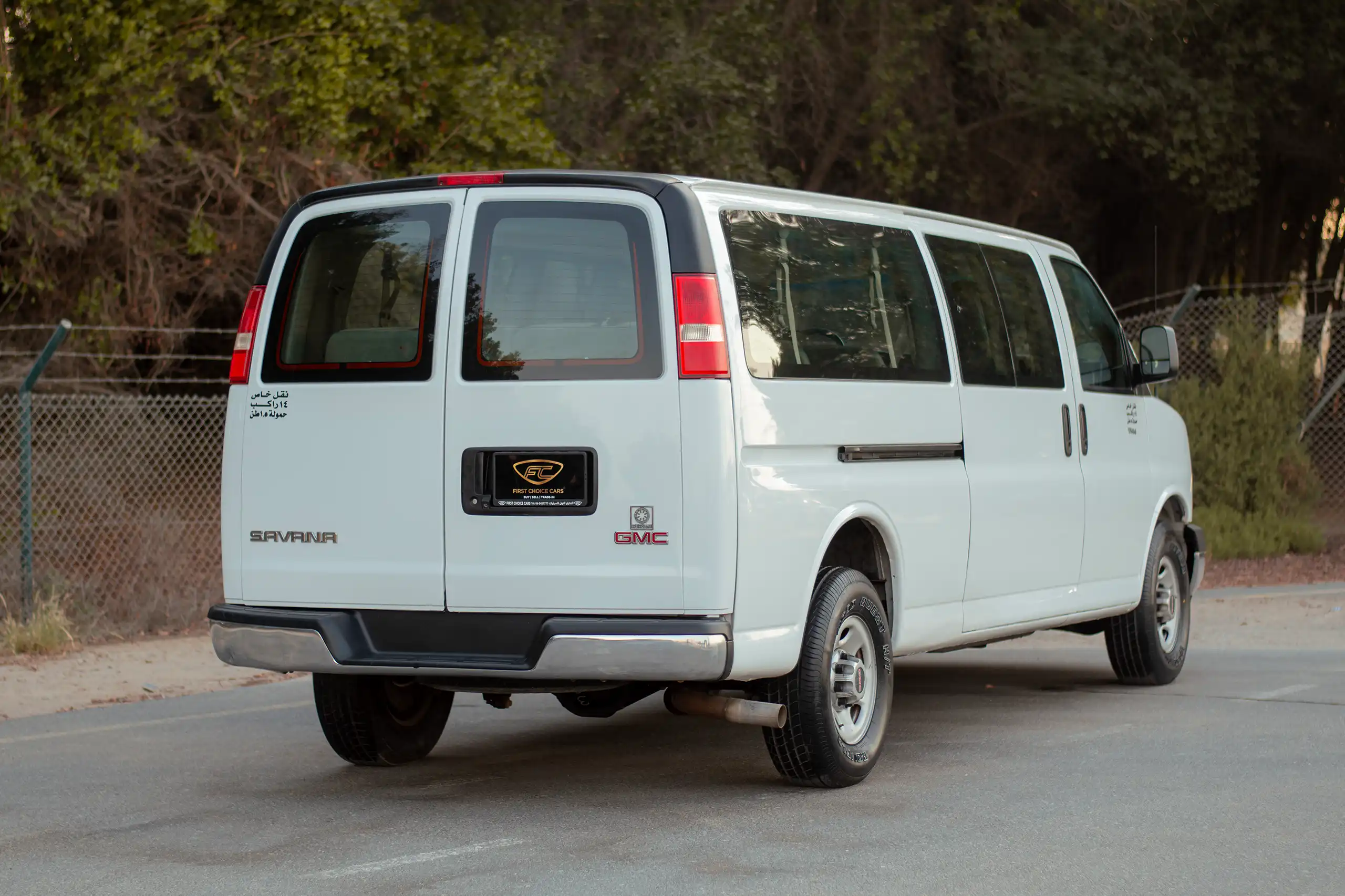 Used 2019 GMC Savana 3500 White – Right Back Diagonal (45°) View at First Choice Cars Sharjah