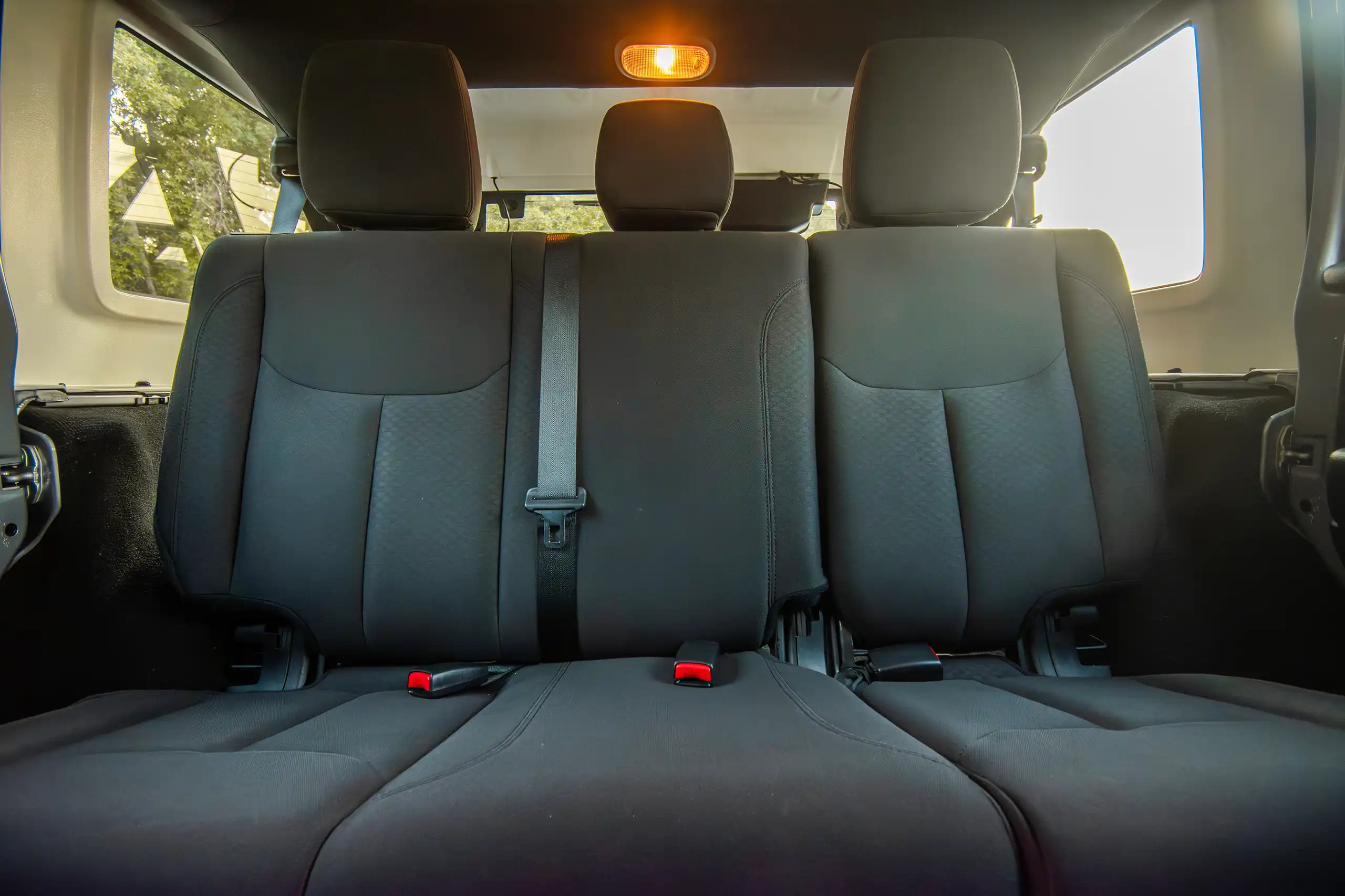 Used 2018 Jeep Wrangler Unlimited Willys Wheeler in Silver – Rear Seat View for Sale at First Choice Cars Dubai Sharjah