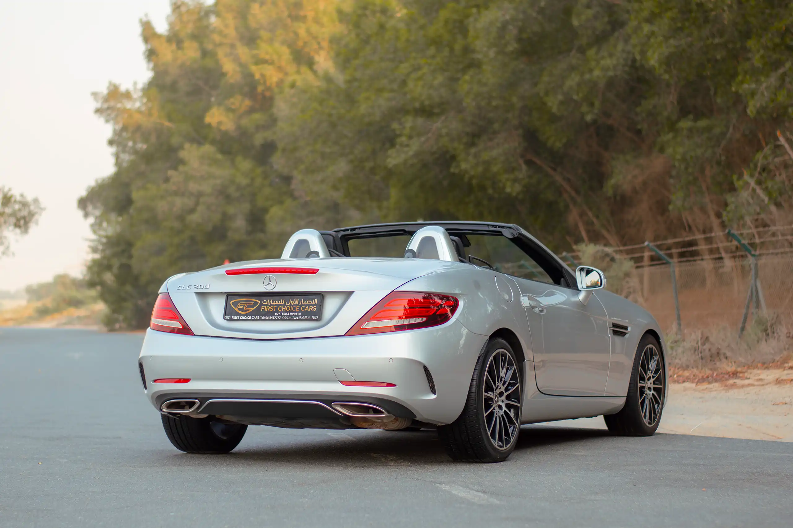 Used 2017 Mercedes Benz SLC-CLASS 200 Silver – Right Back Diagonal (45°) View at First Choice Cars Sharjah