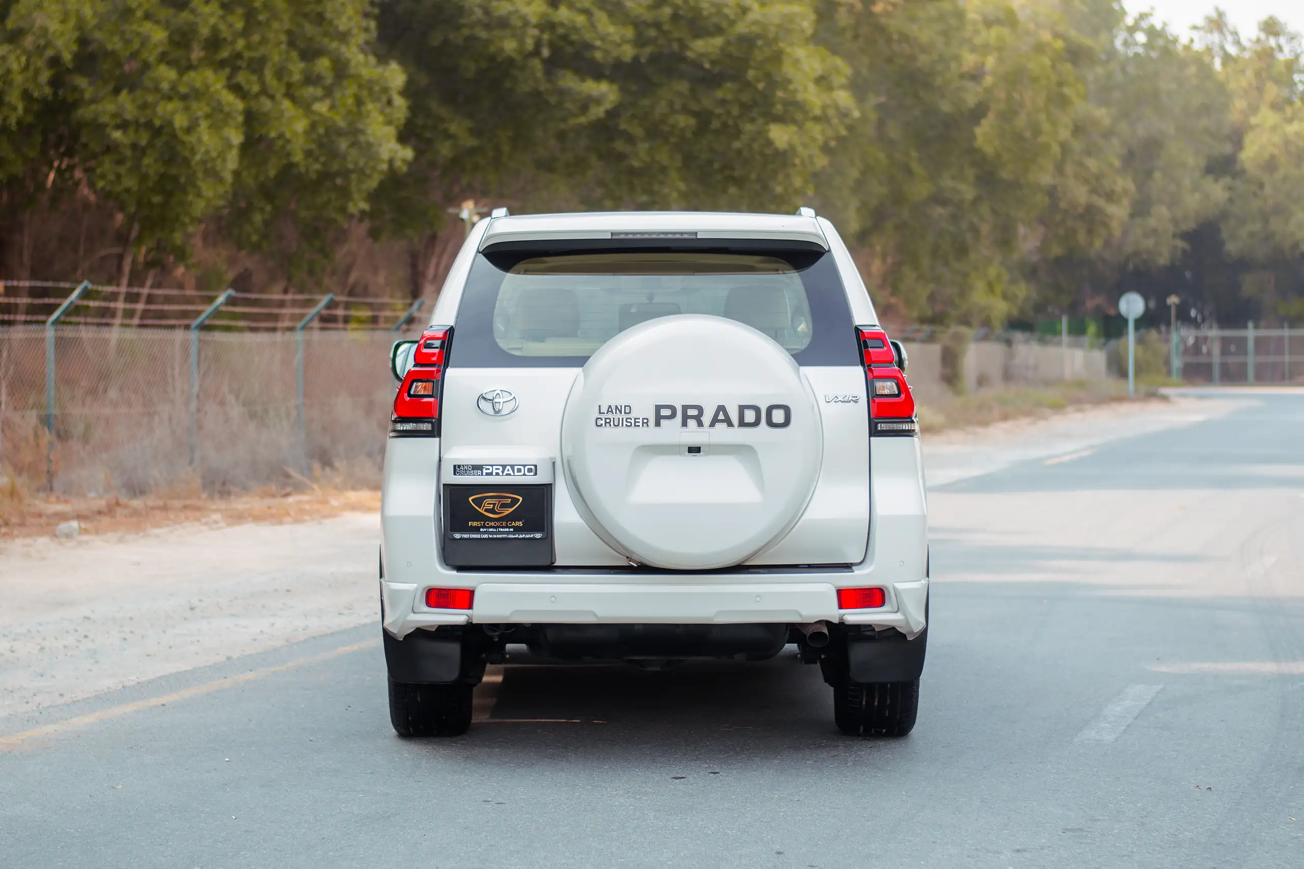 Used 2020 Toyota Prado VXR White – Back/Rear View at First Choice Cars Sharjah