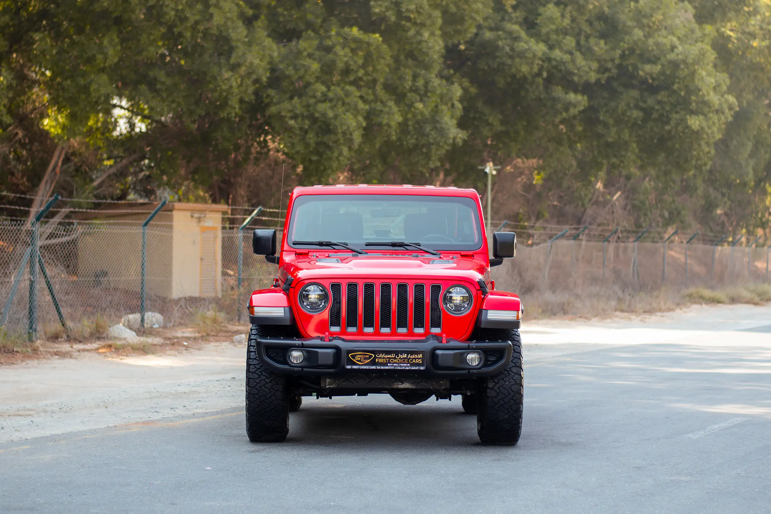 Used 2020 Jeep Wrangler Rubicon Red – Front View at First Choice Cars Sharjah