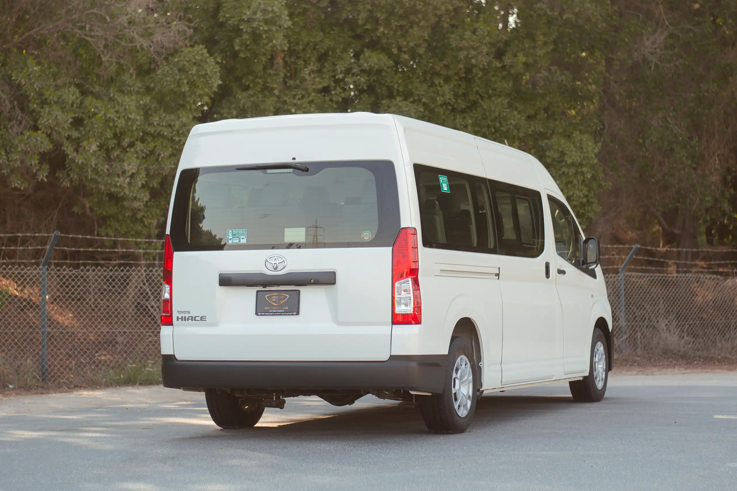 Used 2025 Toyota Hiace GL High Roof White – Right Back Diagonal (45°) View at First Choice Cars Sharjah