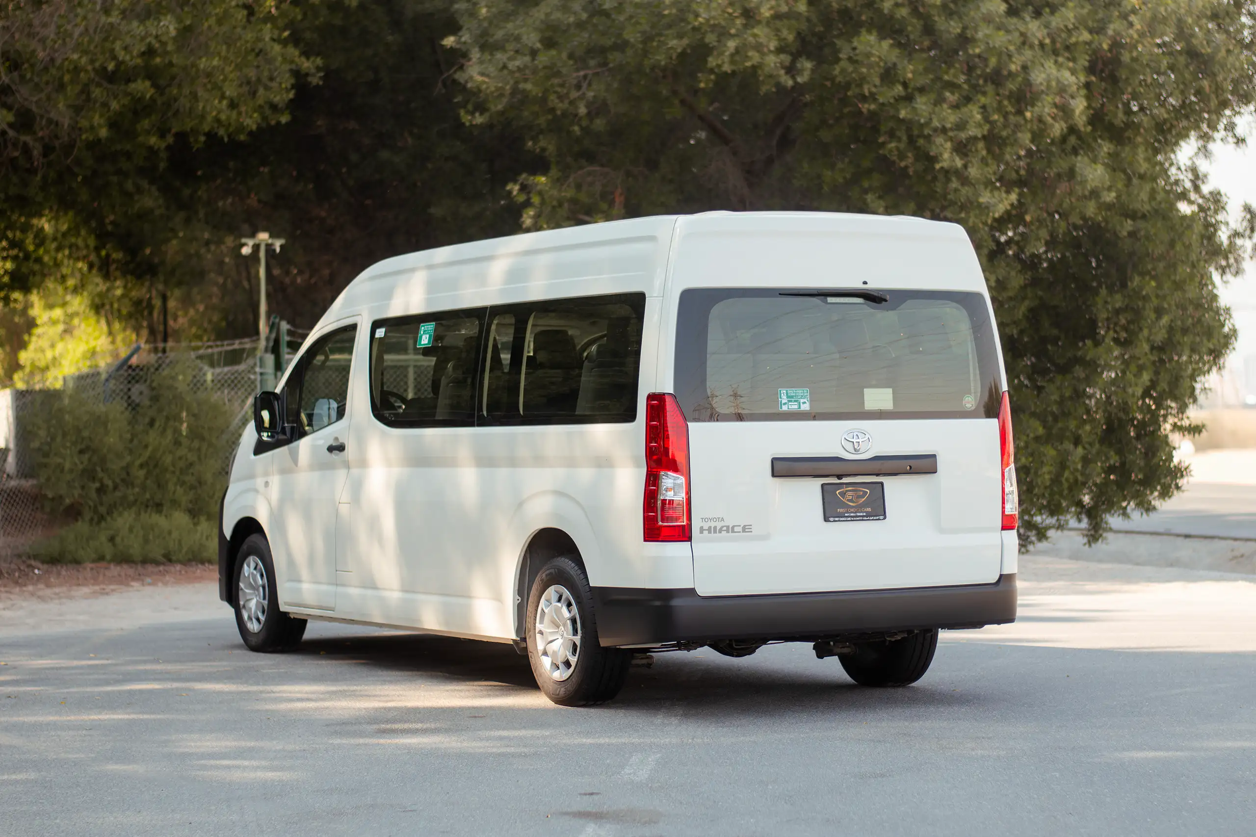 Used 2025 Toyota Hiace GL High Roof White – Left Back Diagonal (45°) View at First Choice Cars Sharjah