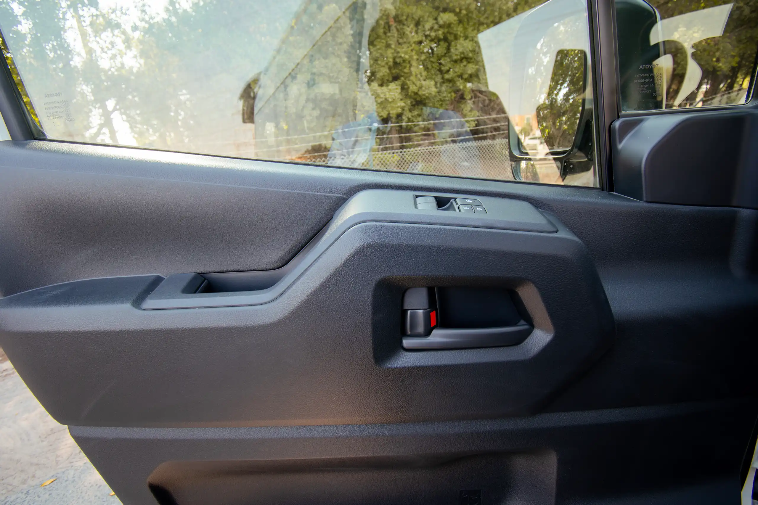 Used 2025 Toyota Hiace GL High Roof White – Driver Door Panel Full View at First Choice Cars Sharjah