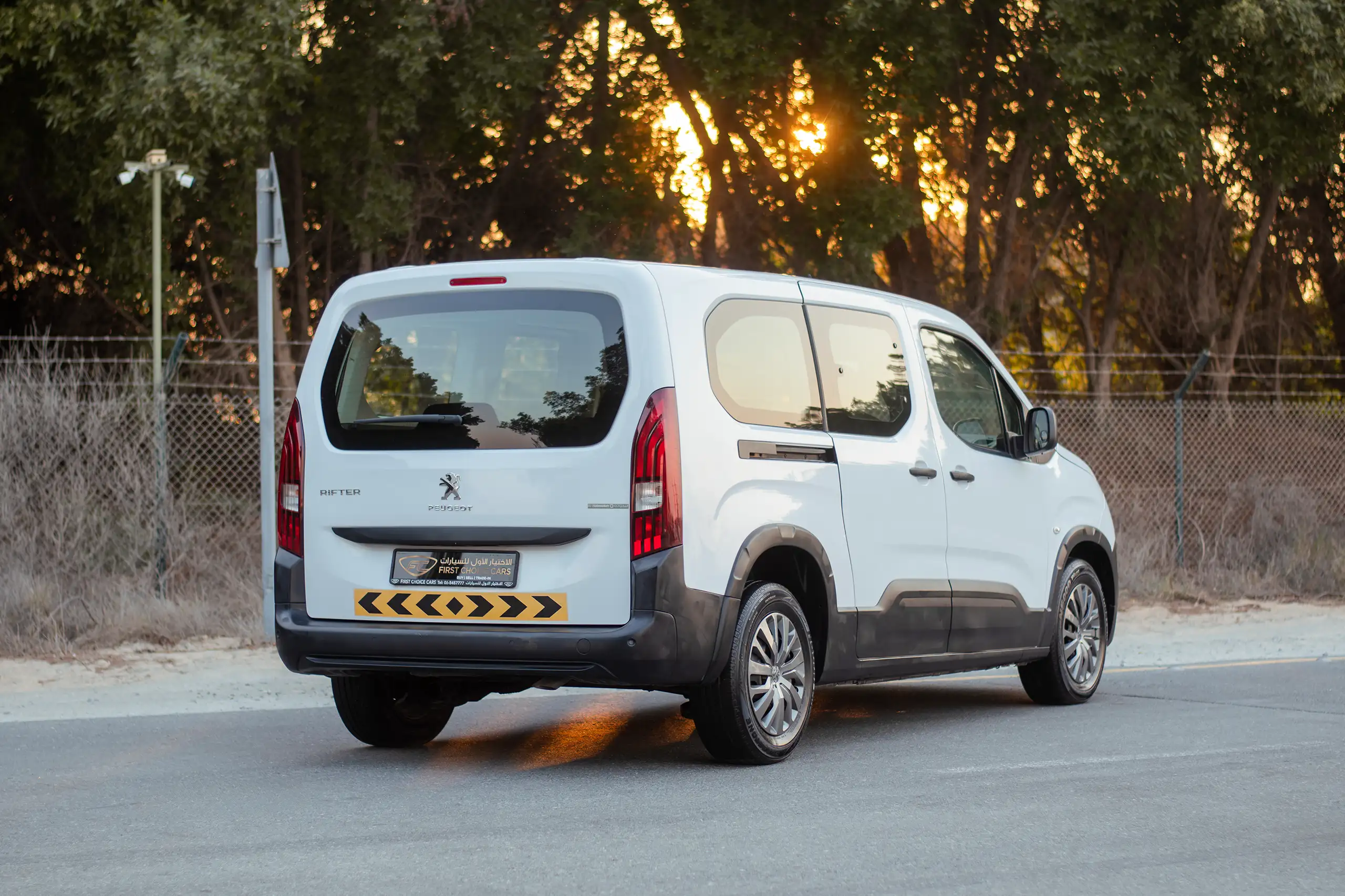 Used 2023 Peugeot Rifter Long White – Right Back Diagonal (45°) View at First Choice Cars Sharjah