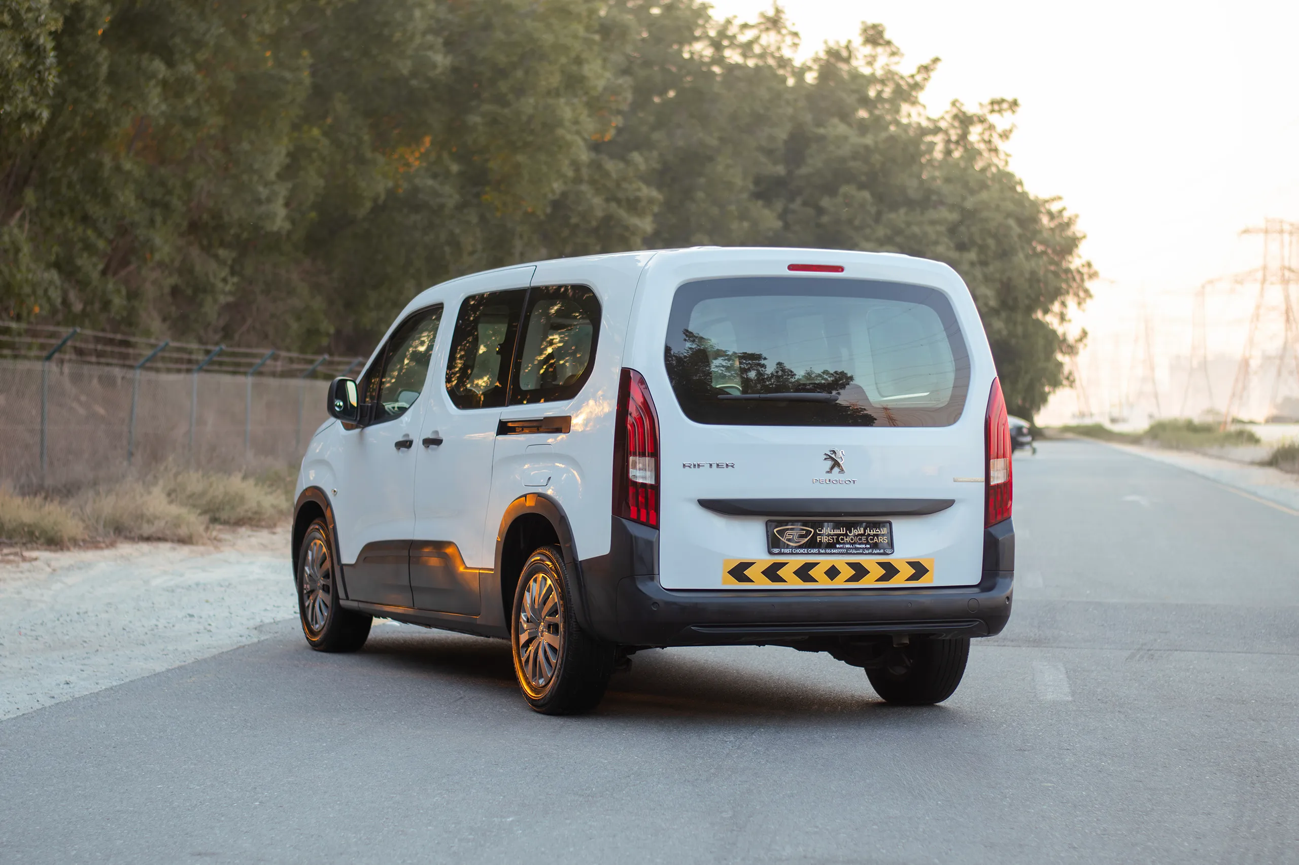 Used 2023 Peugeot Rifter Long White – Left Back Diagonal (45°) View at First Choice Cars Sharjah