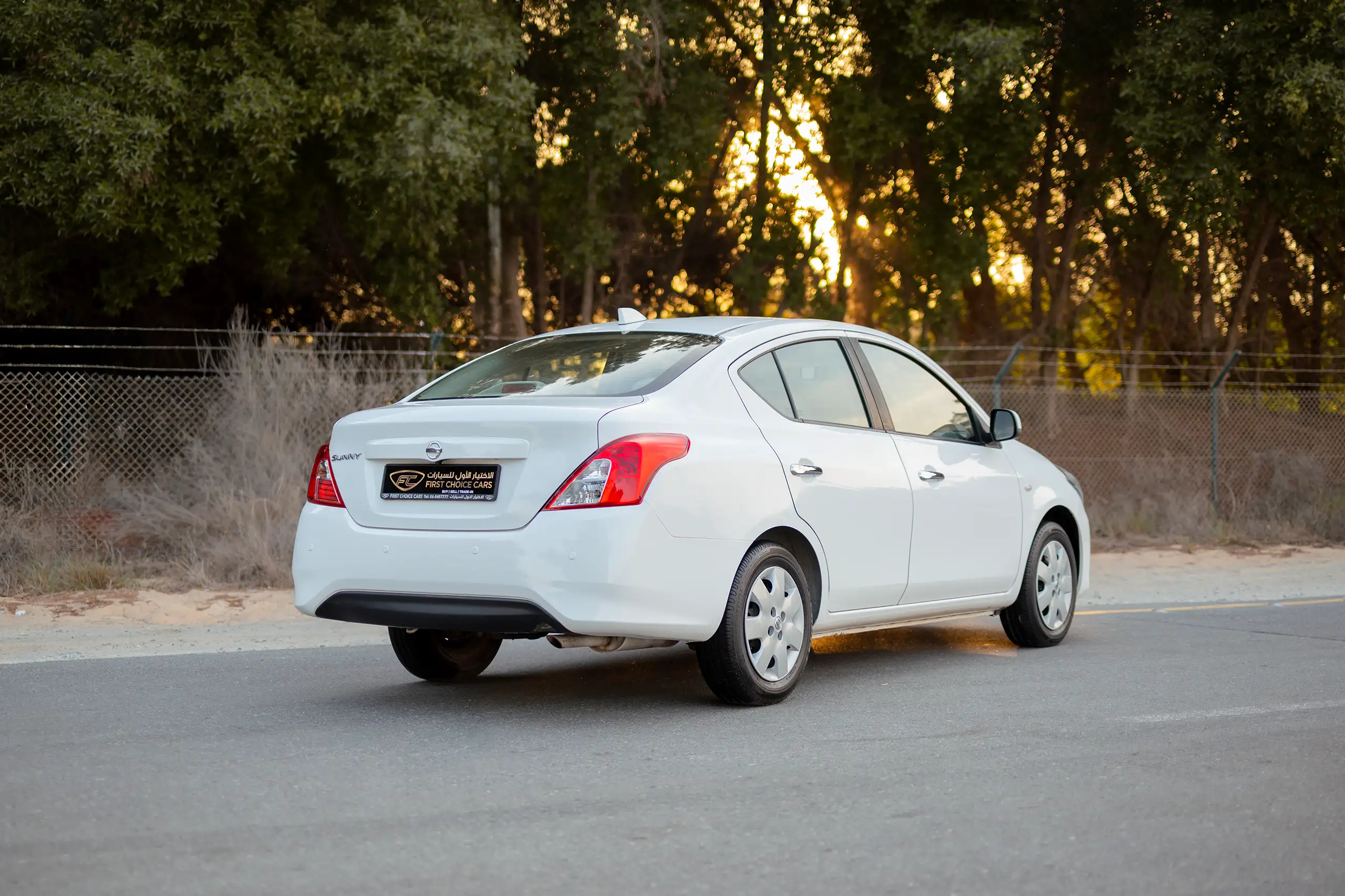 Used 2024 Nissan Sunny SV White – Right Back Diagonal (45°) View at First Choice Cars Sharjah
