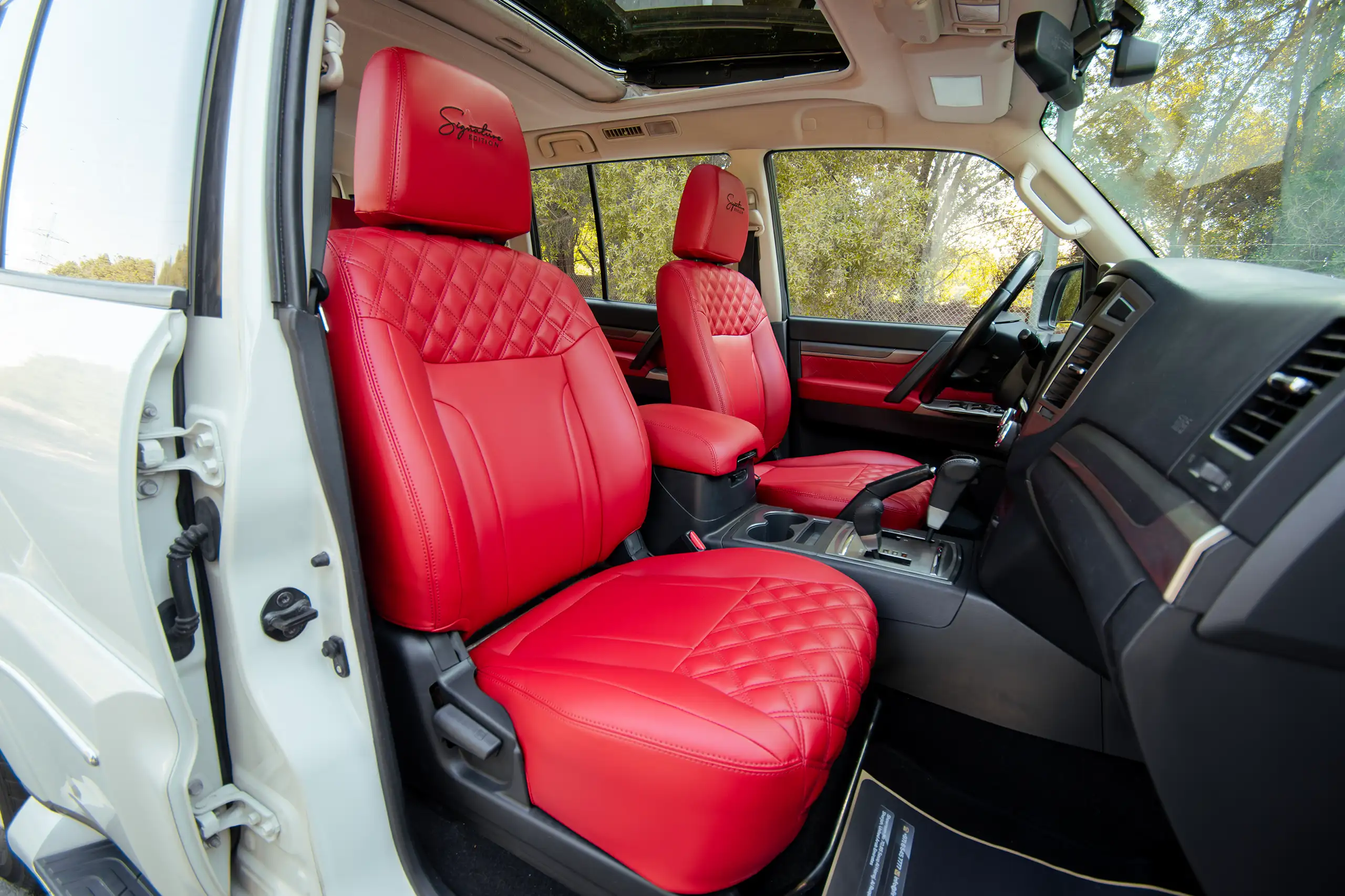 Used 2022 Mitsubishi Pajero GLS White – Front Passenger Side Cabin View at First Choice Cars Sharjah