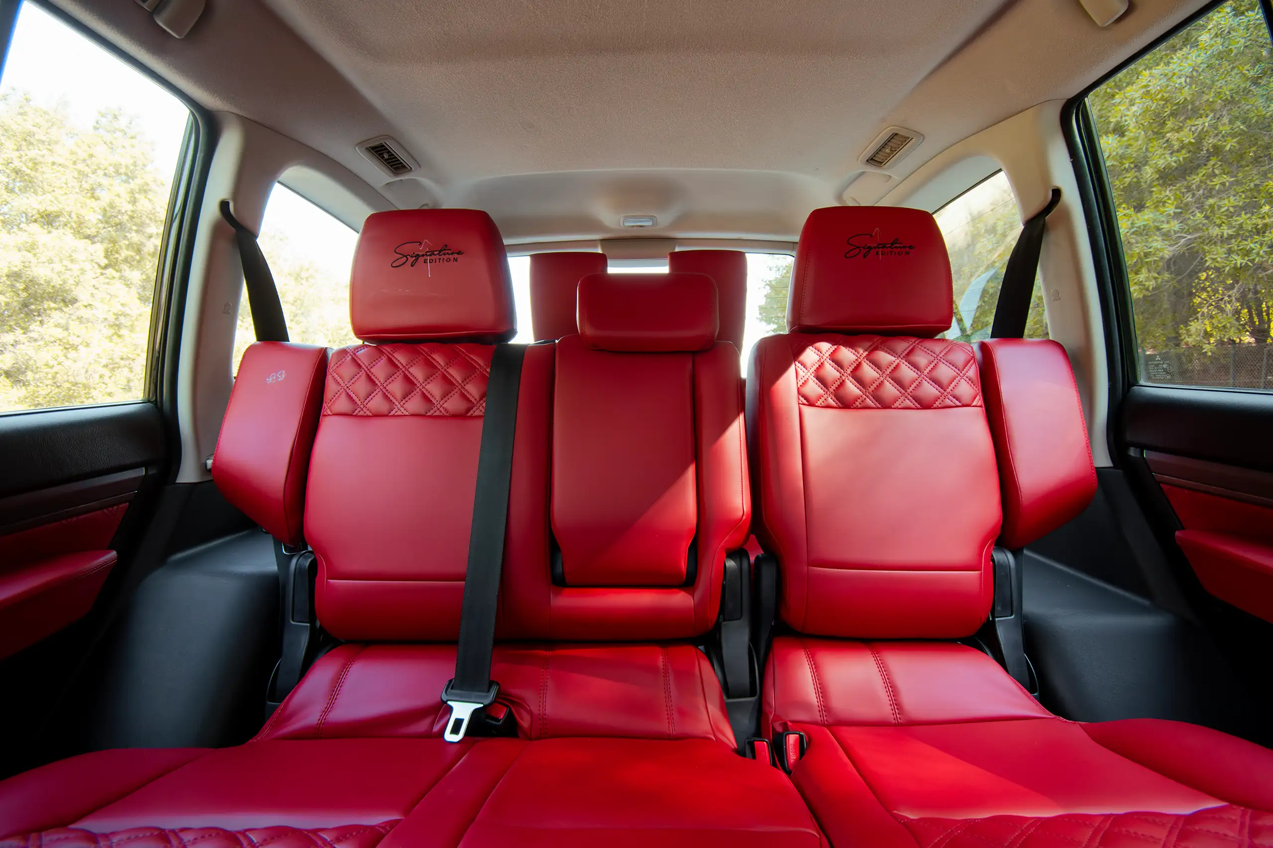 Used 2022 Mitsubishi Pajero GLS White – Rear Seat View at First Choice Cars Sharjah