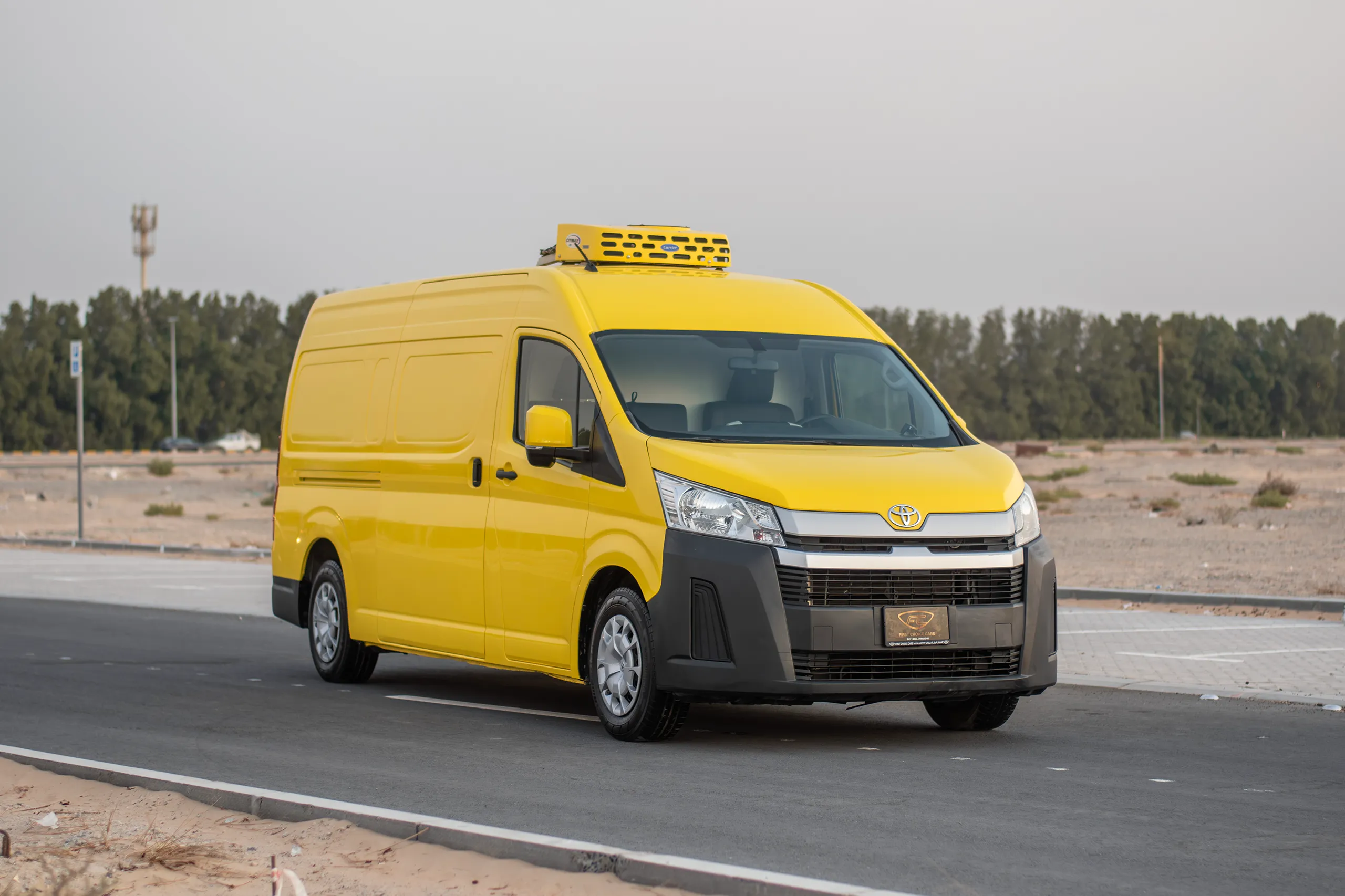 Used 2020 Toyota Hiace GL High Roof Yellow – Right Front Diagonal (45°) View at First Choice Cars Sharjah