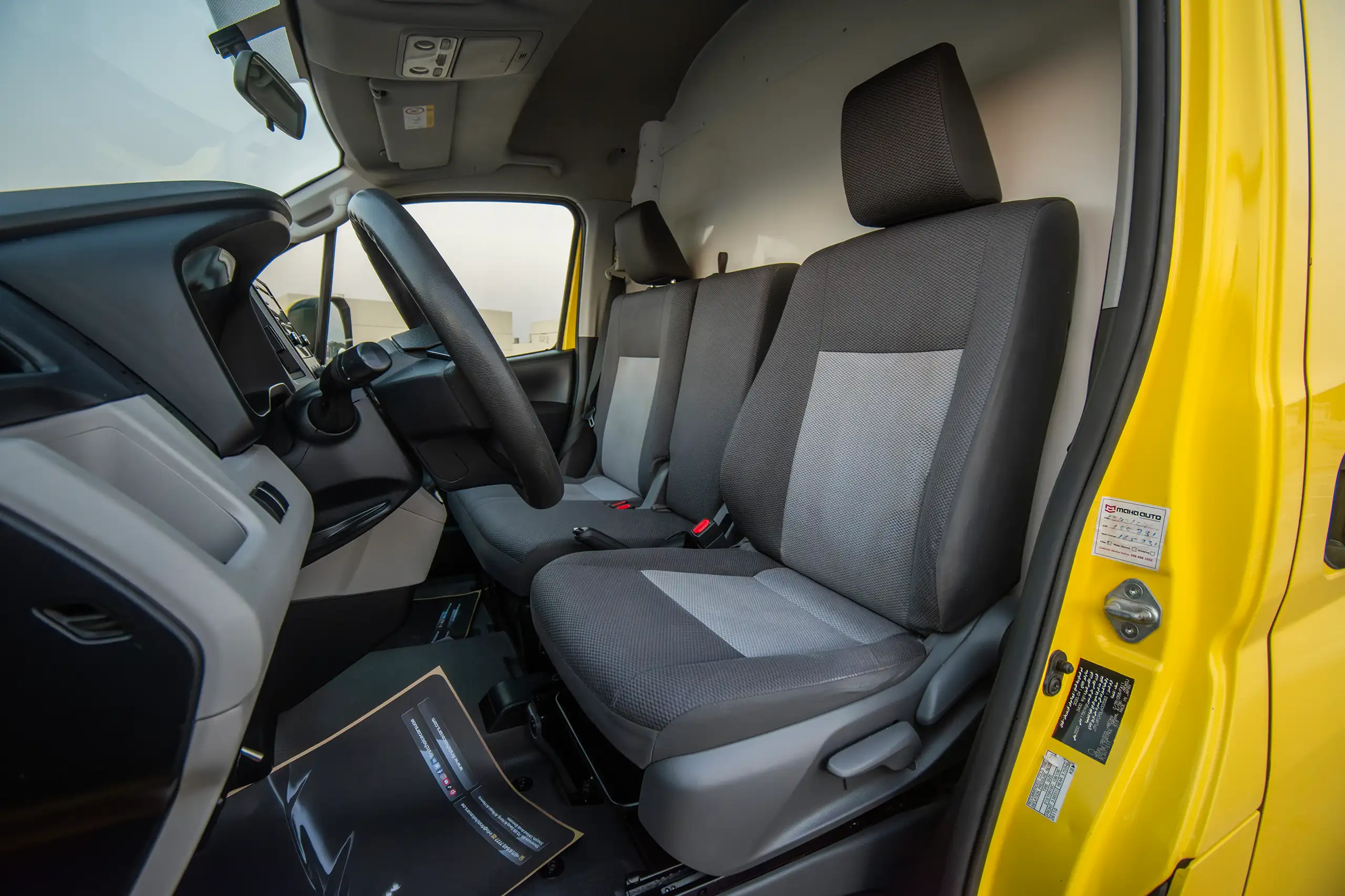Used 2020 Toyota Hiace GL High Roof Yellow – Front Driver Side Cabin View at First Choice Cars Sharjah