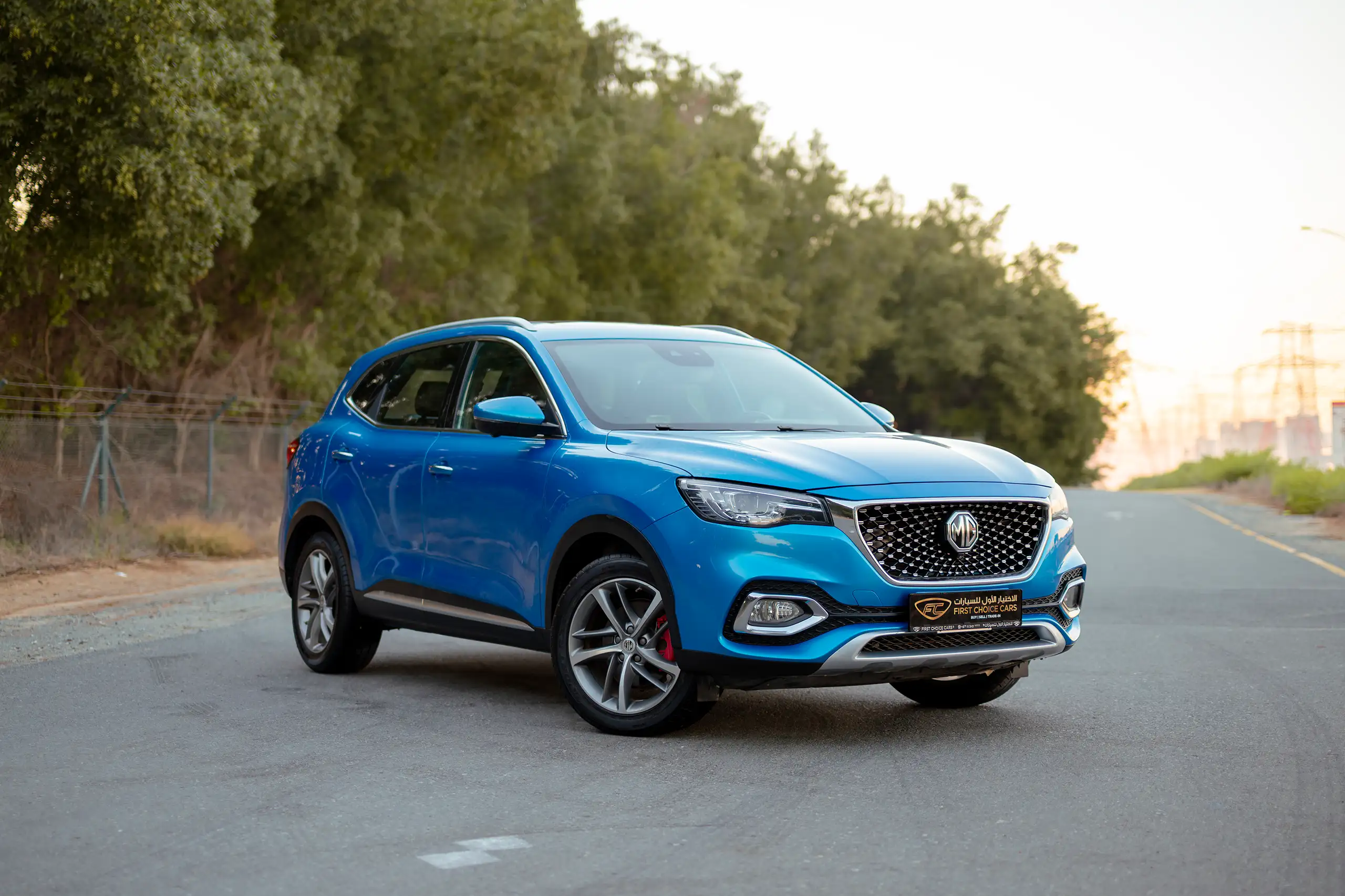 Used 2021 MG HS Luxury Blue – Right Front Diagonal (45°) View at First Choice Cars Sharjah