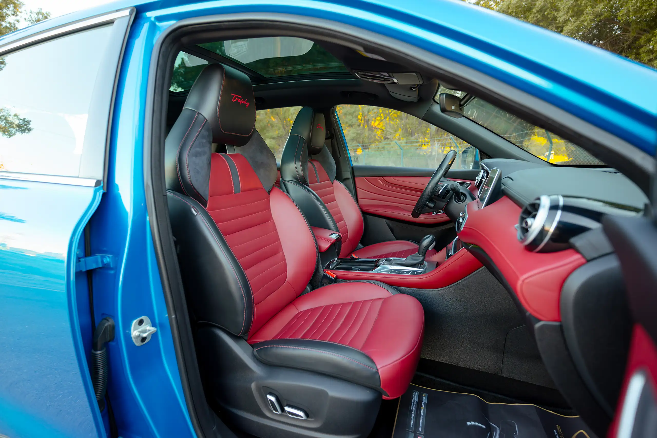 Used 2021 MG HS Luxury Blue – Front Passenger Side Cabin View at First Choice Cars Sharjah