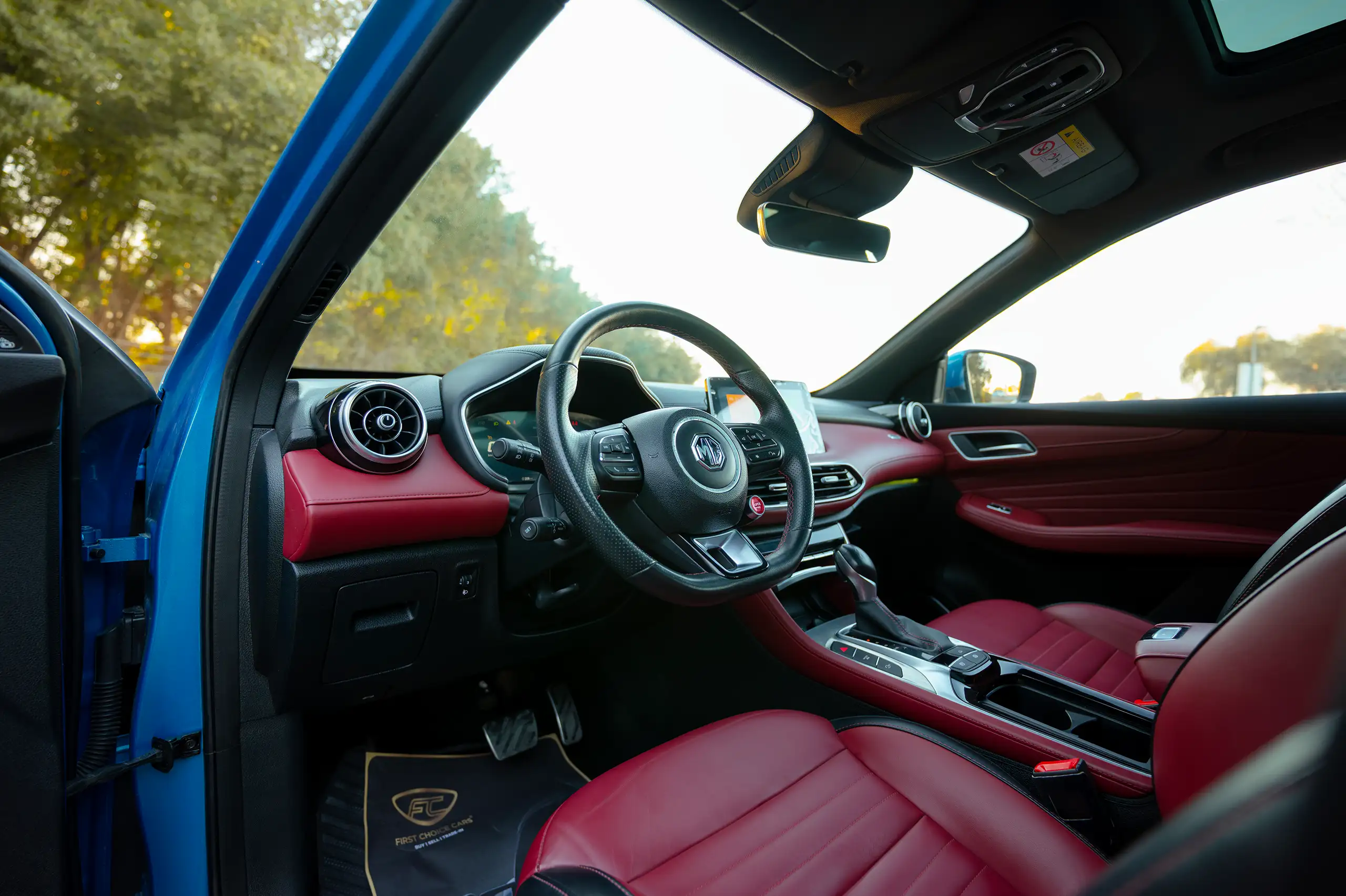 Used 2021 MG HS Luxury Blue – Driver Side Dashboard & Steering View at First Choice Cars Sharjah