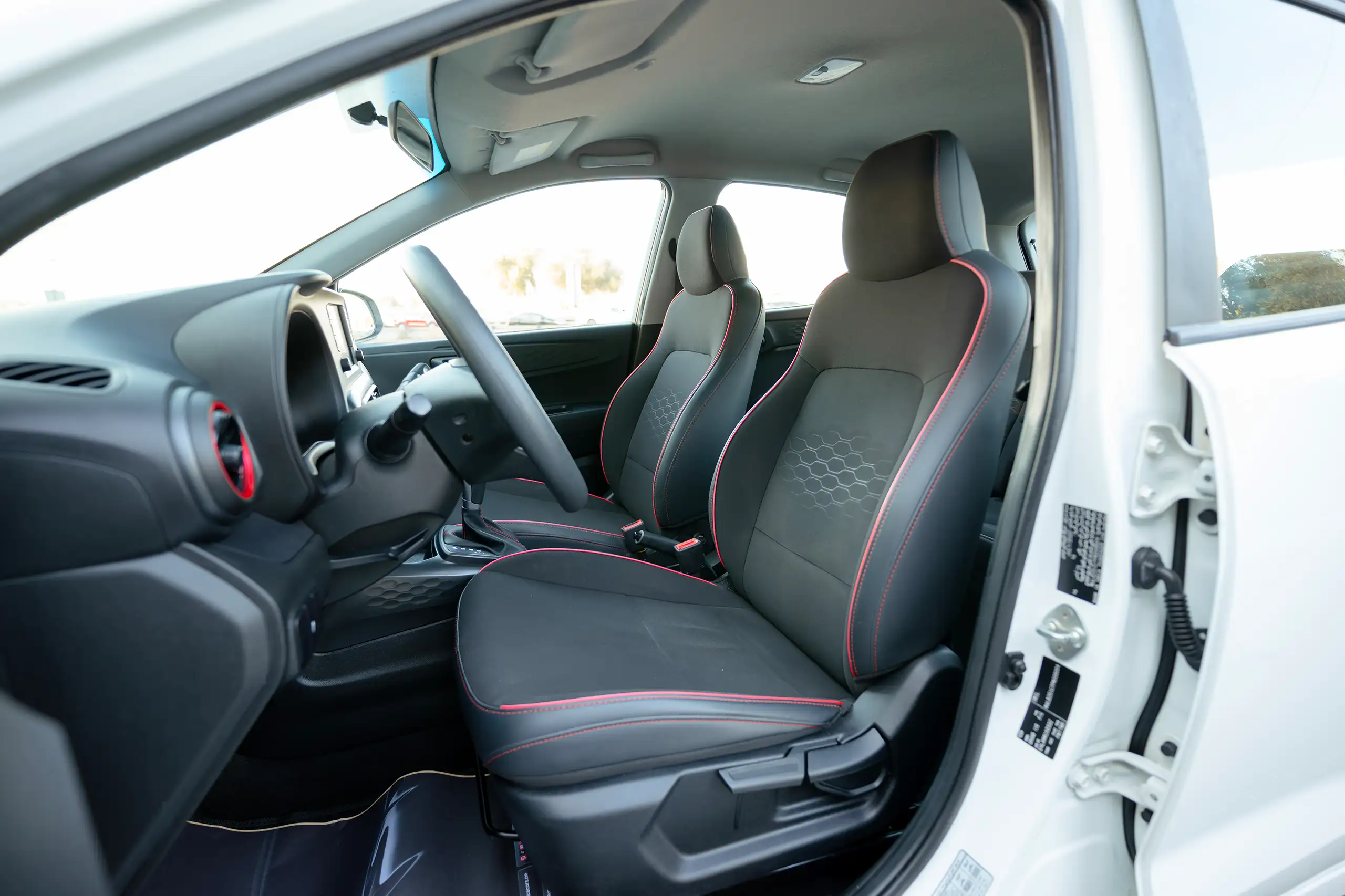 Used 2023 Hyundai Grand i10 Smart White – Front Driver Side Cabin View at First Choice Cars Sharjah