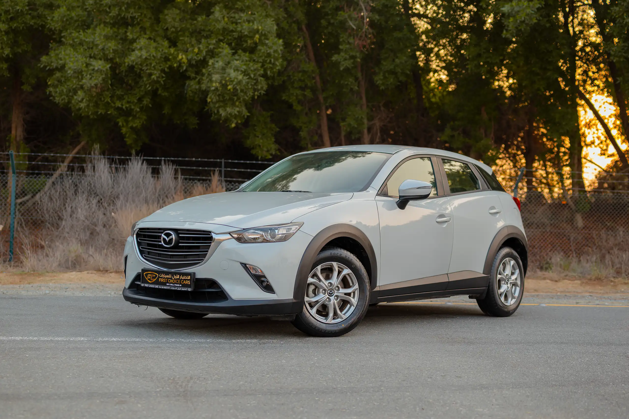 Used 2021 Mazda CX-3 GS Silver – Left Front Diagonal (45°) View at First Choice Cars Sharjah