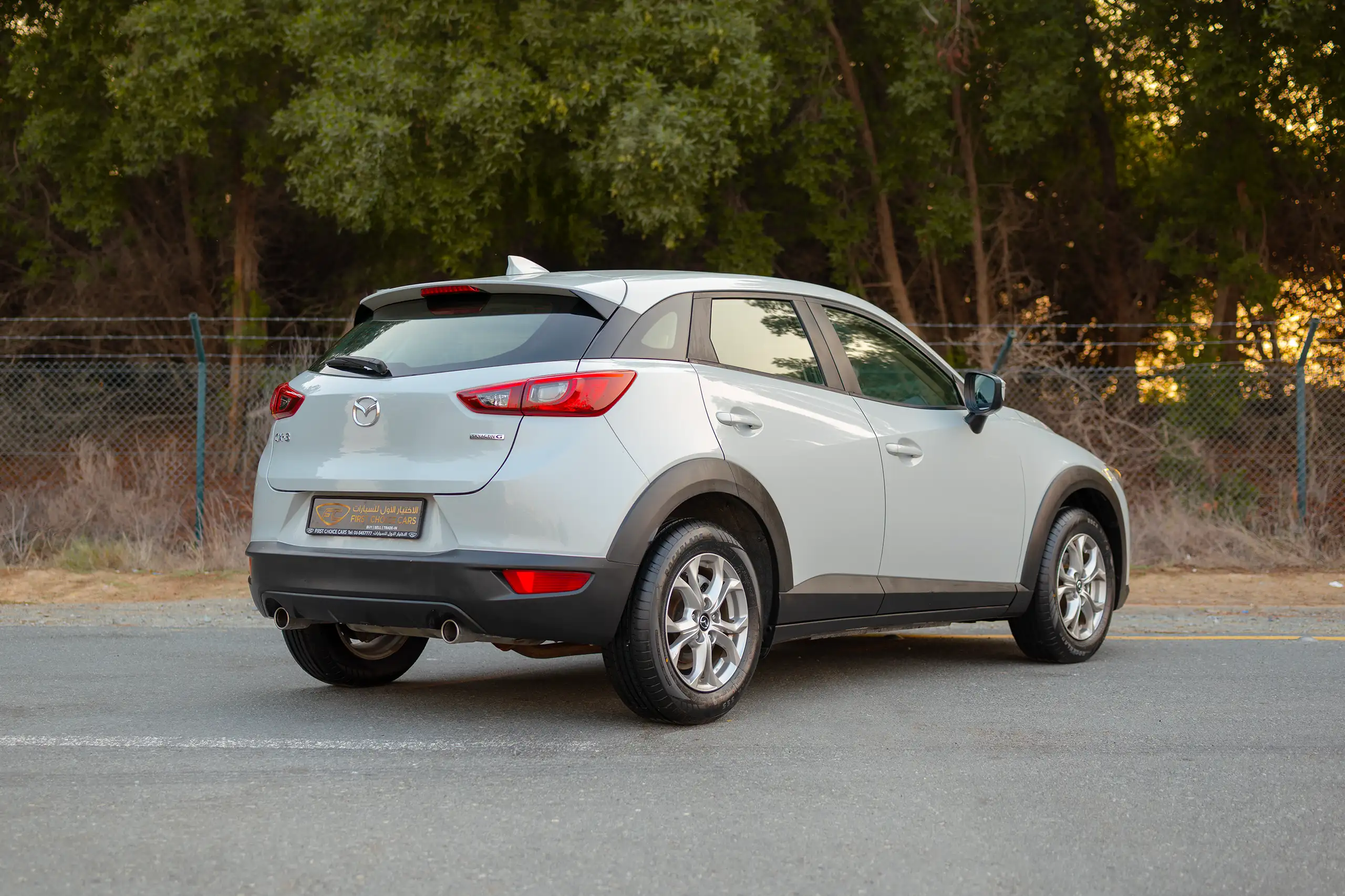 Used 2021 Mazda CX-3 GS Silver – Right Back Diagonal (45°) View at First Choice Cars Sharjah