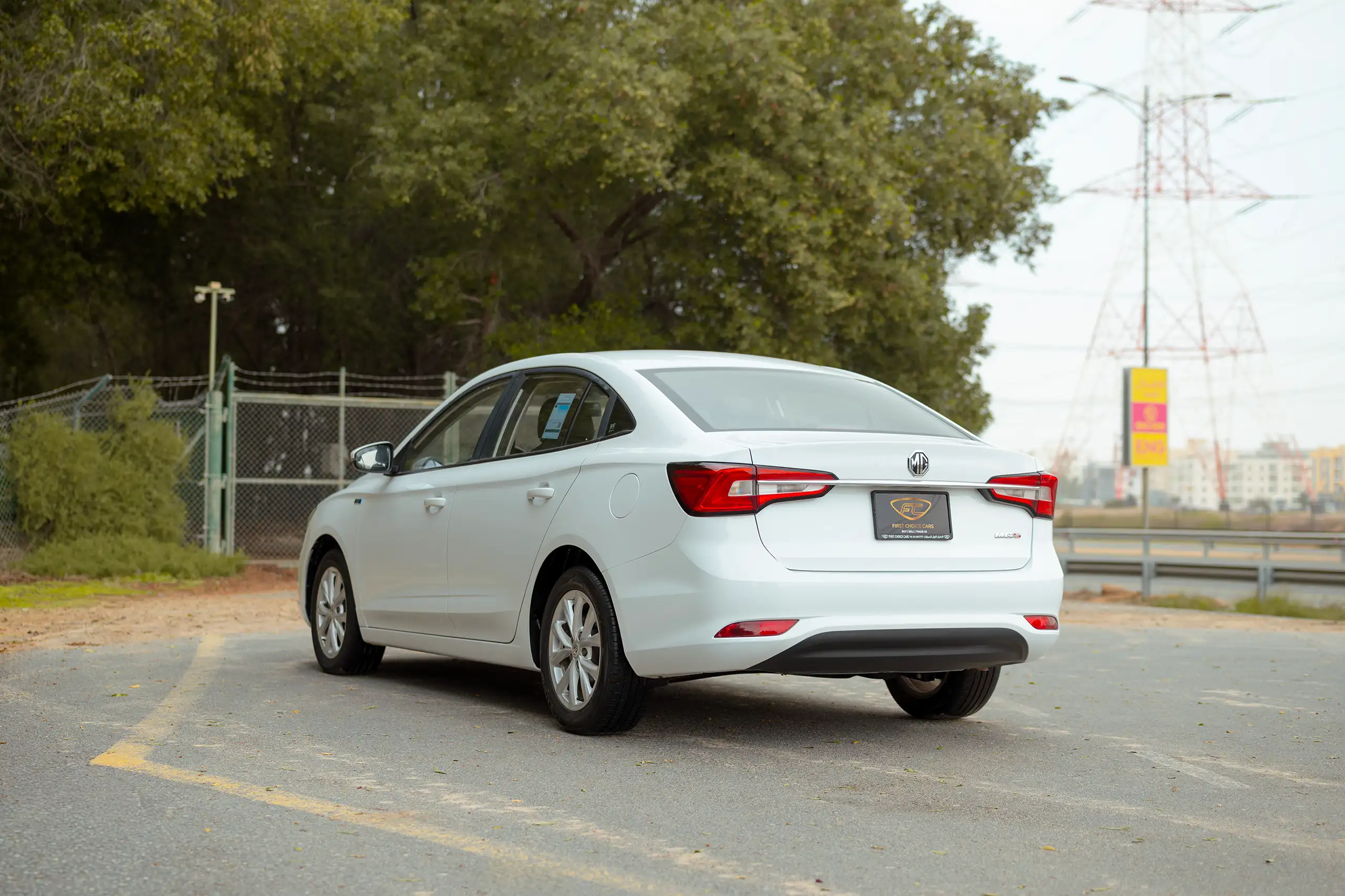 Used 2024 MG 5 Comfort White – Left Back Diagonal (45°) View at First Choice Cars Sharjah