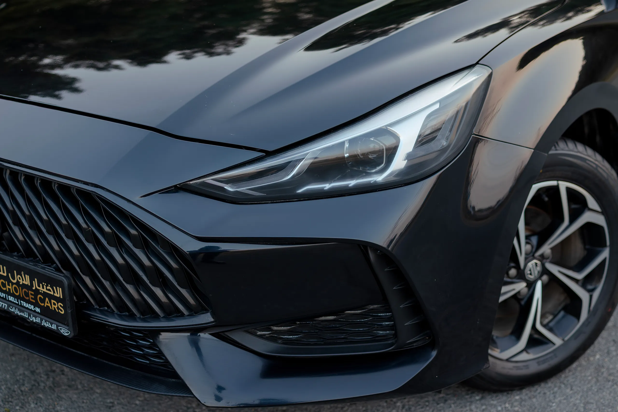 Used 2022 MG GT Comfort Black – Headlight Close-up at First Choice Cars Sharjah