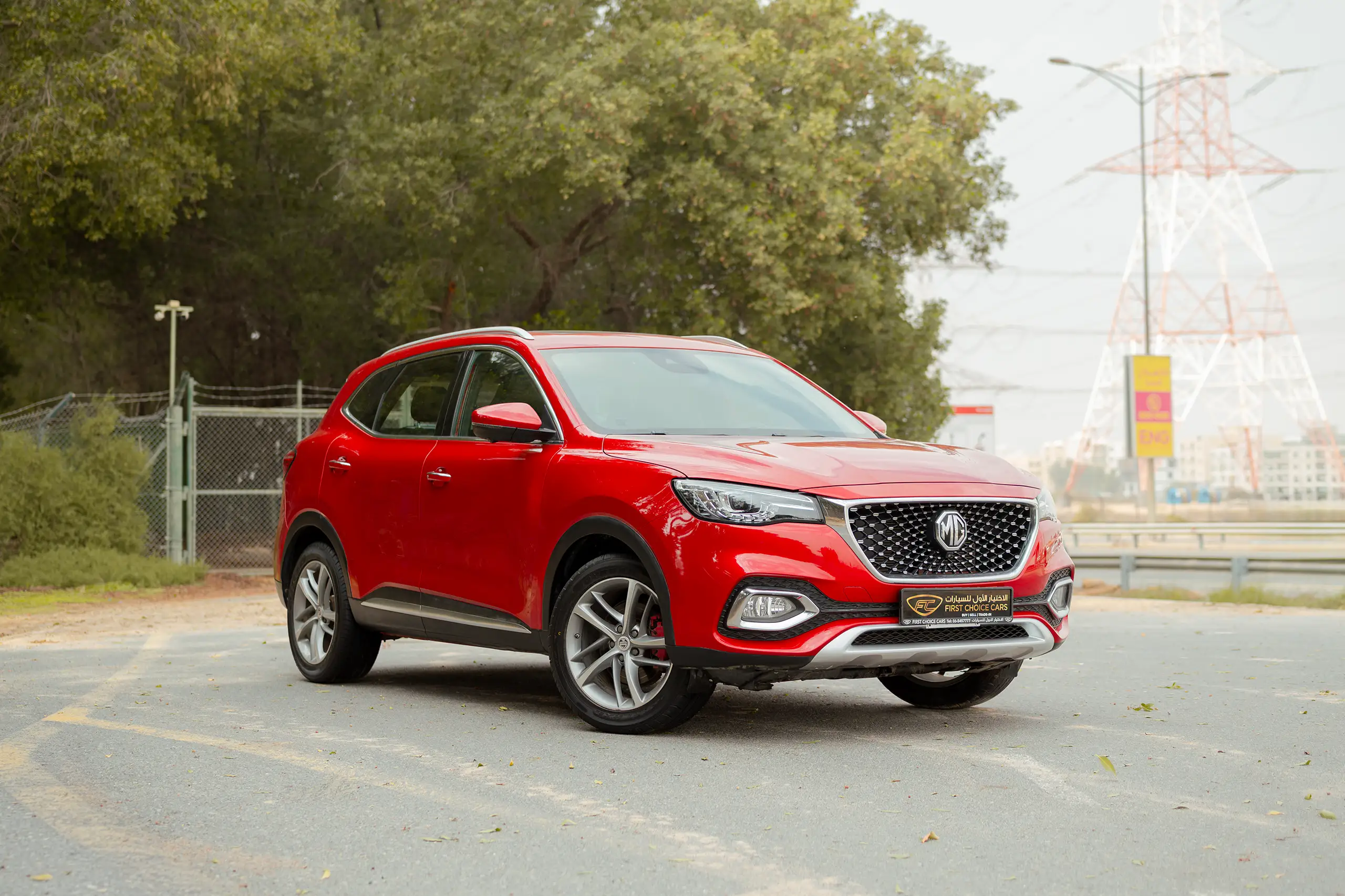 Used 2022 MG HS Luxury Red – Right Front Diagonal (45°) View at First Choice Cars Sharjah