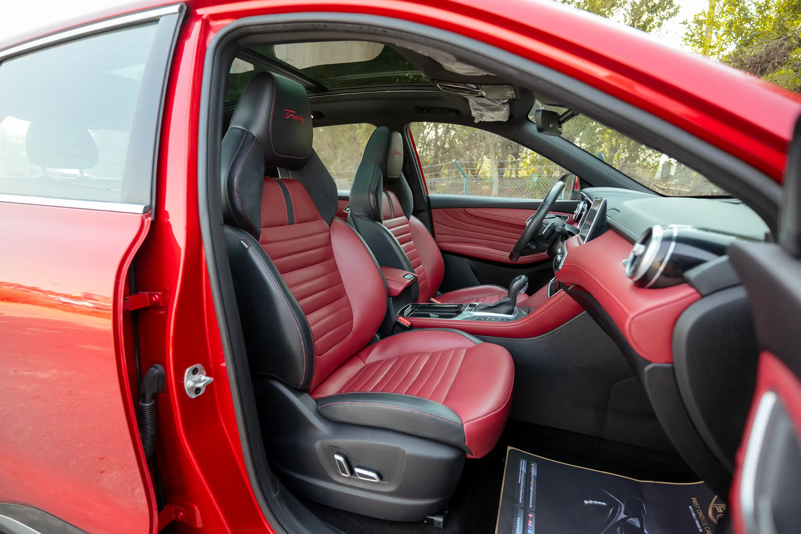 Used 2022 MG HS Luxury Red – Front Passenger Side Cabin View at First Choice Cars Sharjah