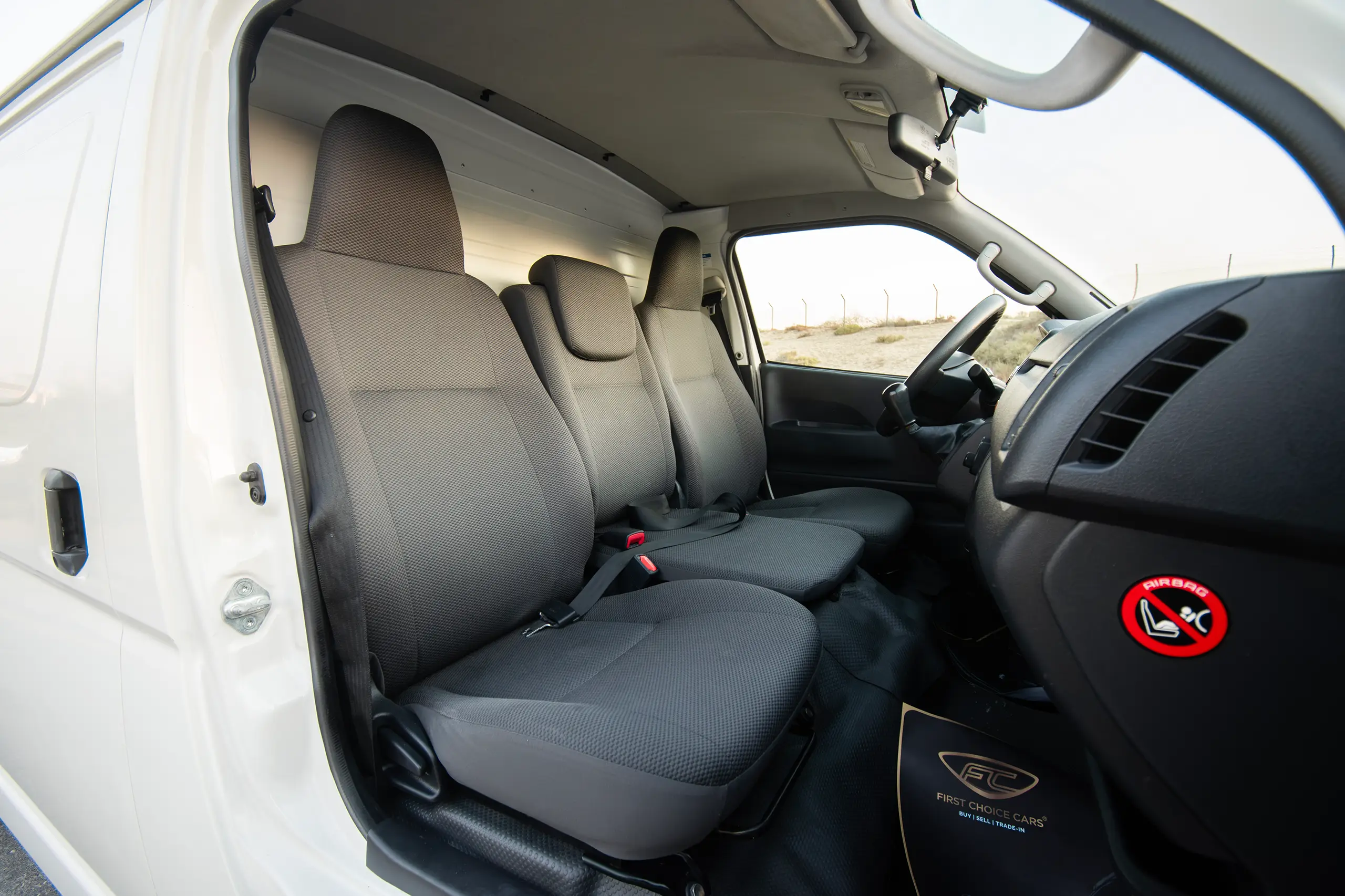 Used 2022 Toyota Hiace GL Standard Roof White – Front Passenger Side Cabin View at First Choice Cars Sharjah