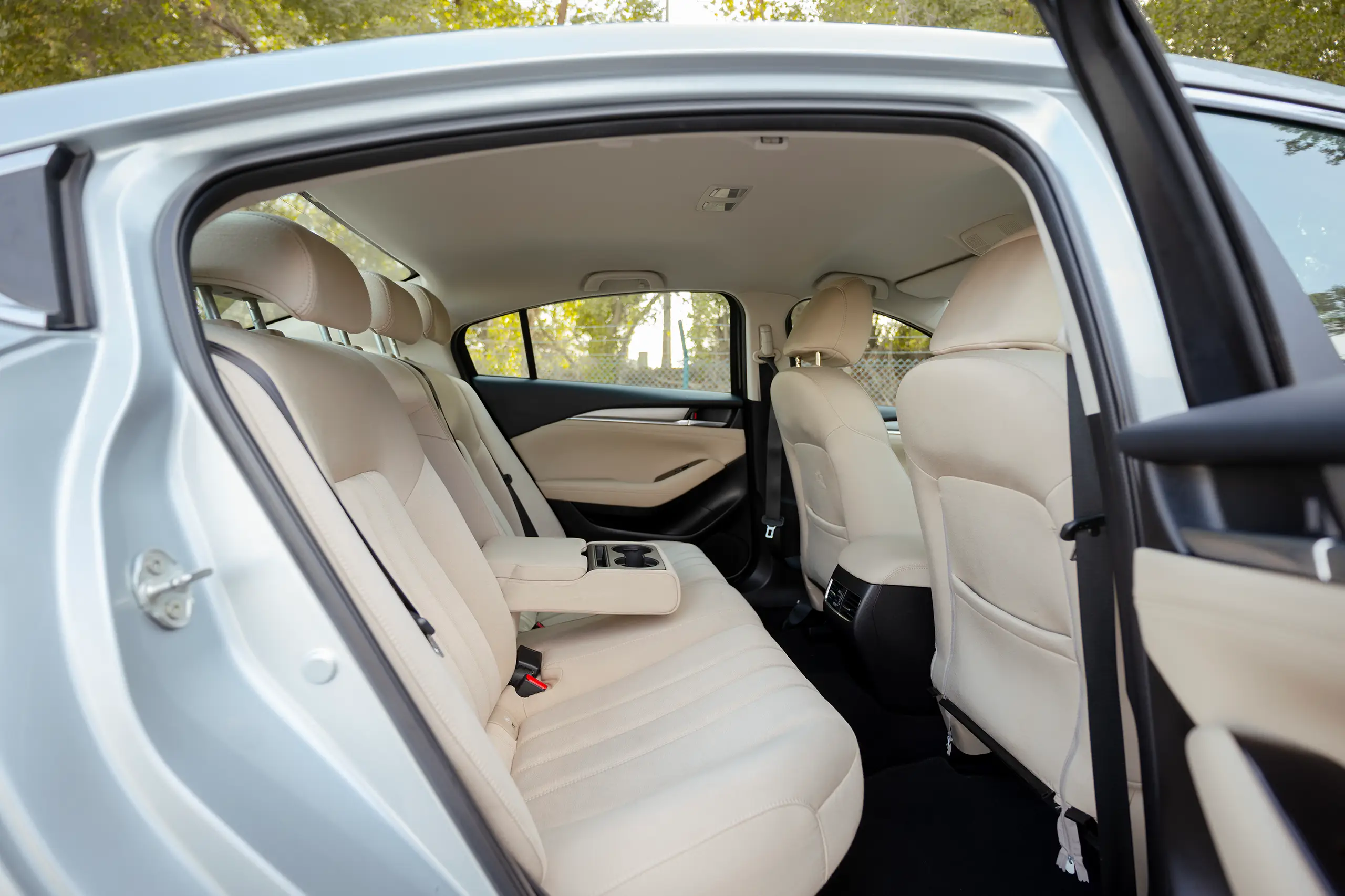 Used 2023 Mazda 6 S Grade Silver – Rear Passenger Side Cabin View at First Choice Cars Sharjah