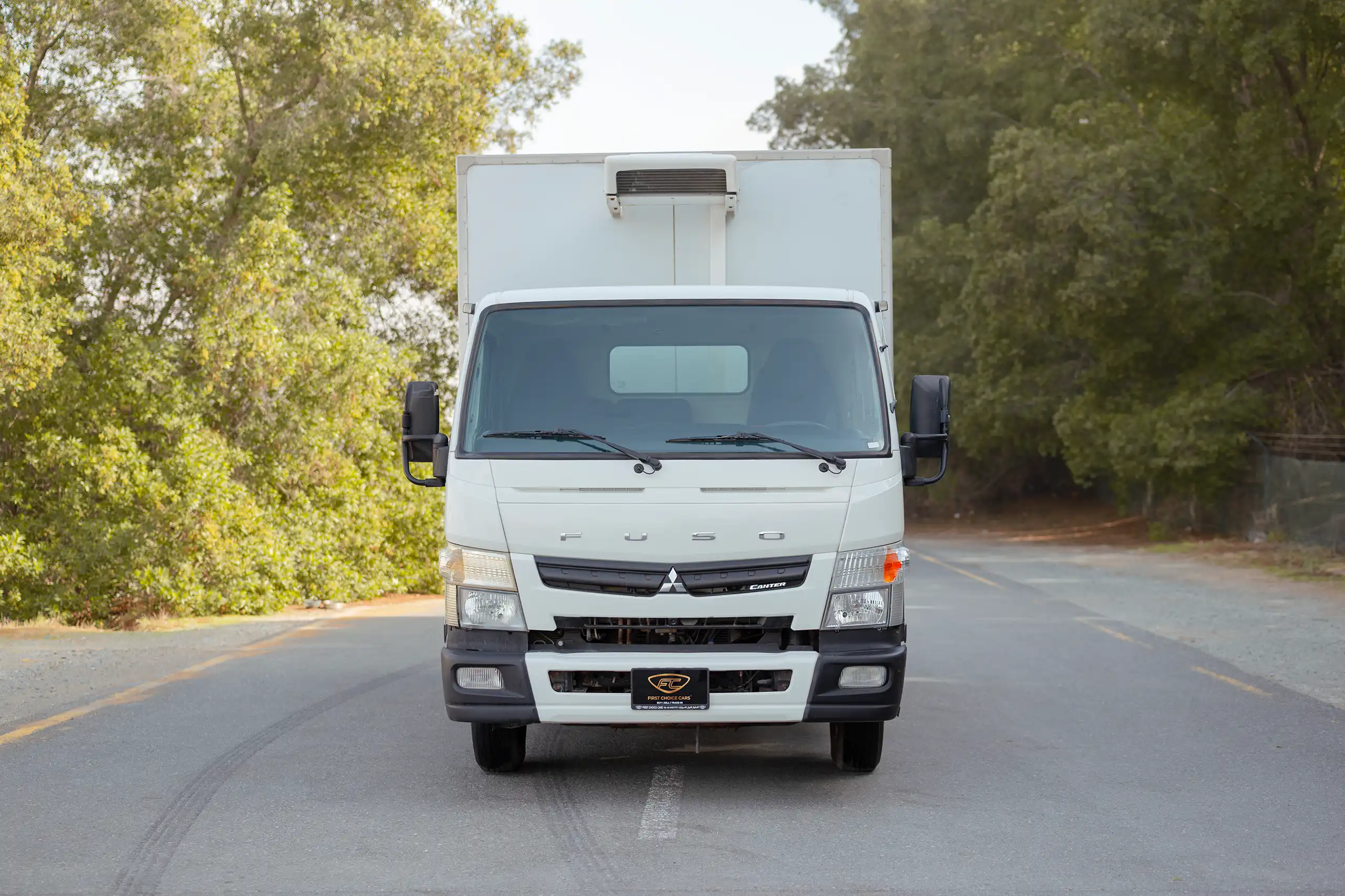 Used 2020 Mitsubishi Canter Chiller Box White – Front View at First Choice Cars Sharjah