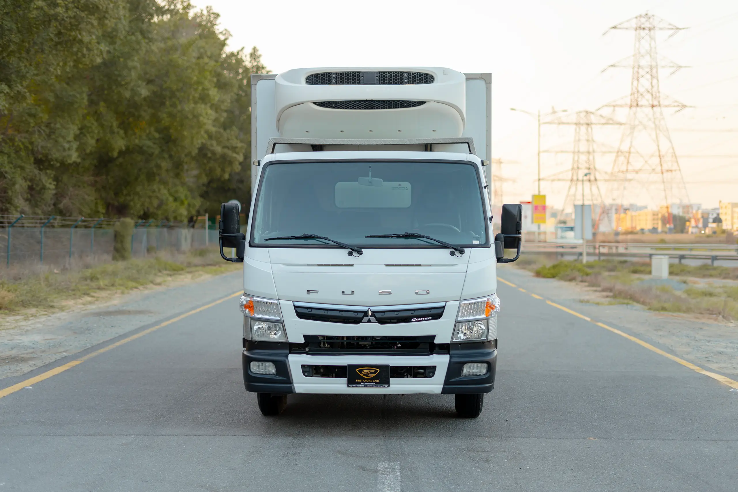 Used 2020 Mitsubishi Canter Chiller Box White – Front View at First Choice Cars Sharjah