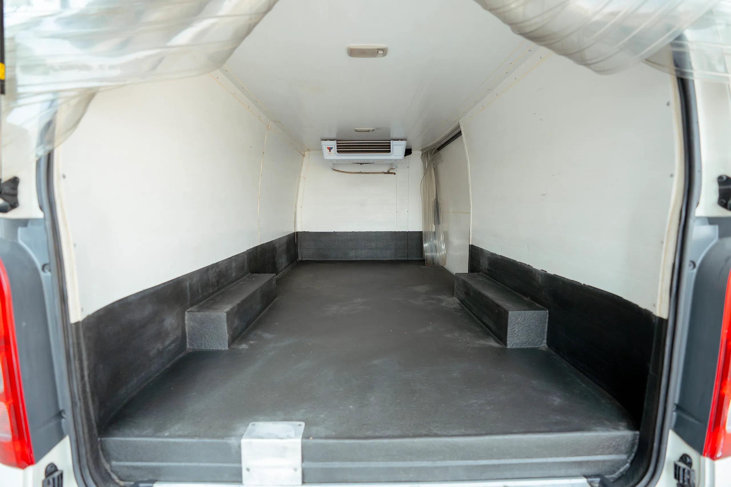 Used 2023 Toyota Hiace GL Standard Roof White – Chiller Box Rear Opening View at First Choice Cars Sharjah