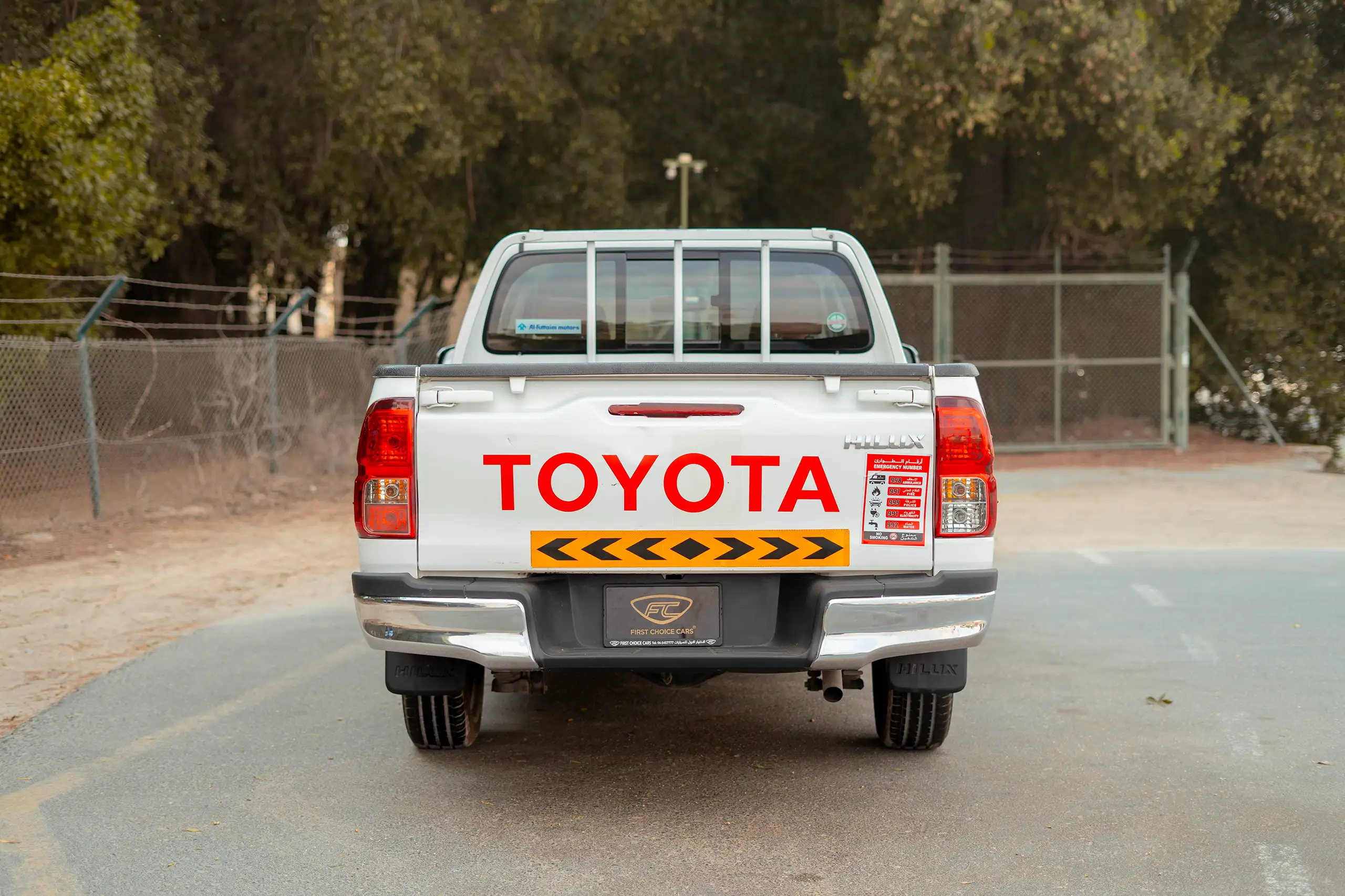Used 2022 Toyota Hilux GLX Double Cabin White – Back/Rear View at First Choice Cars Sharjah