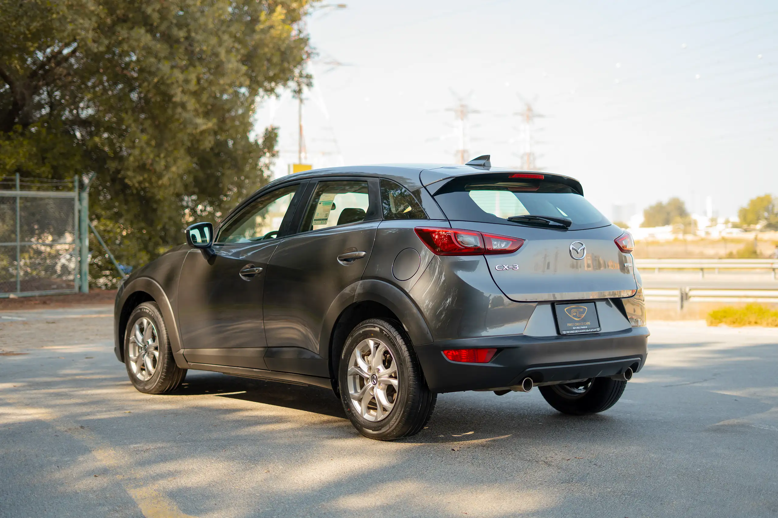 Used 2023 Mazda CX-3 GS Grey – Left Back Diagonal (45°) View at First Choice Cars Sharjah