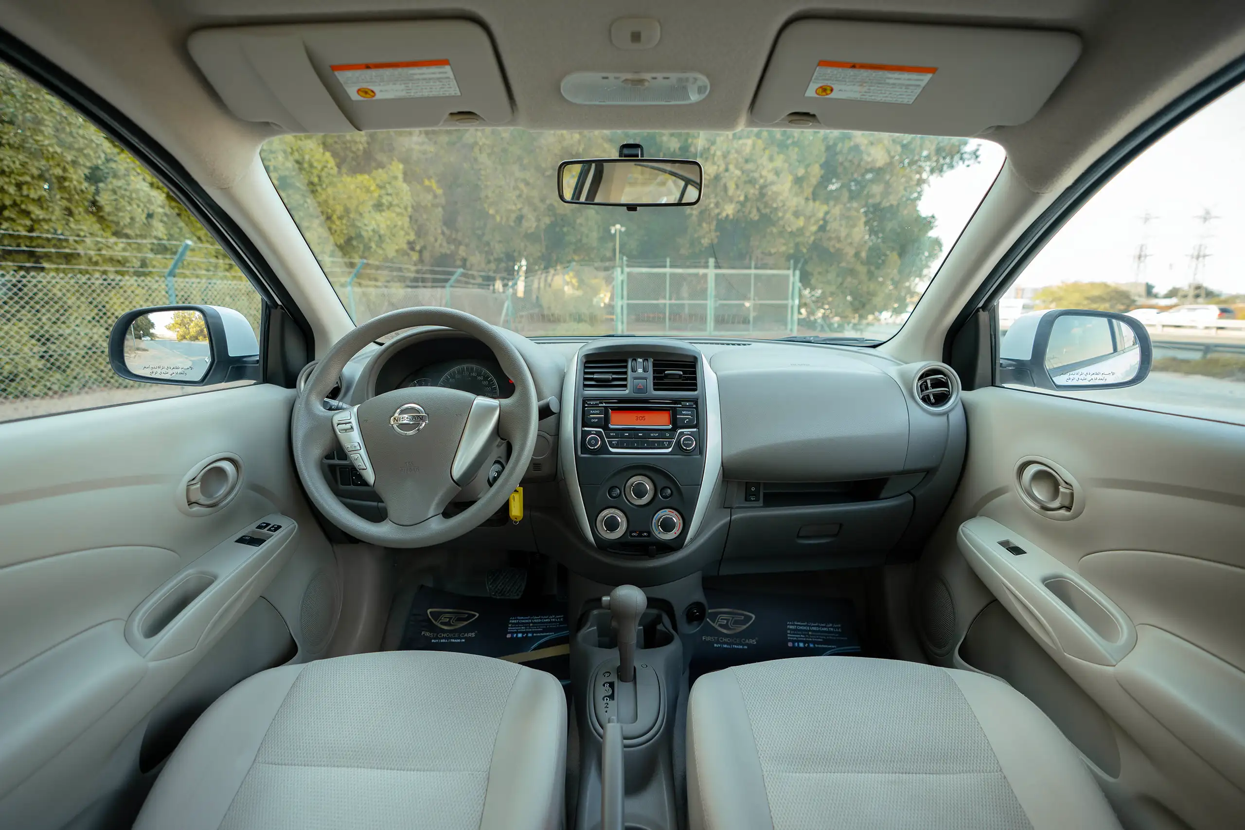 Used 2022 Nissan Sunny SV White – Front Cabin / Dashboard Full View at First Choice Cars Sharjah