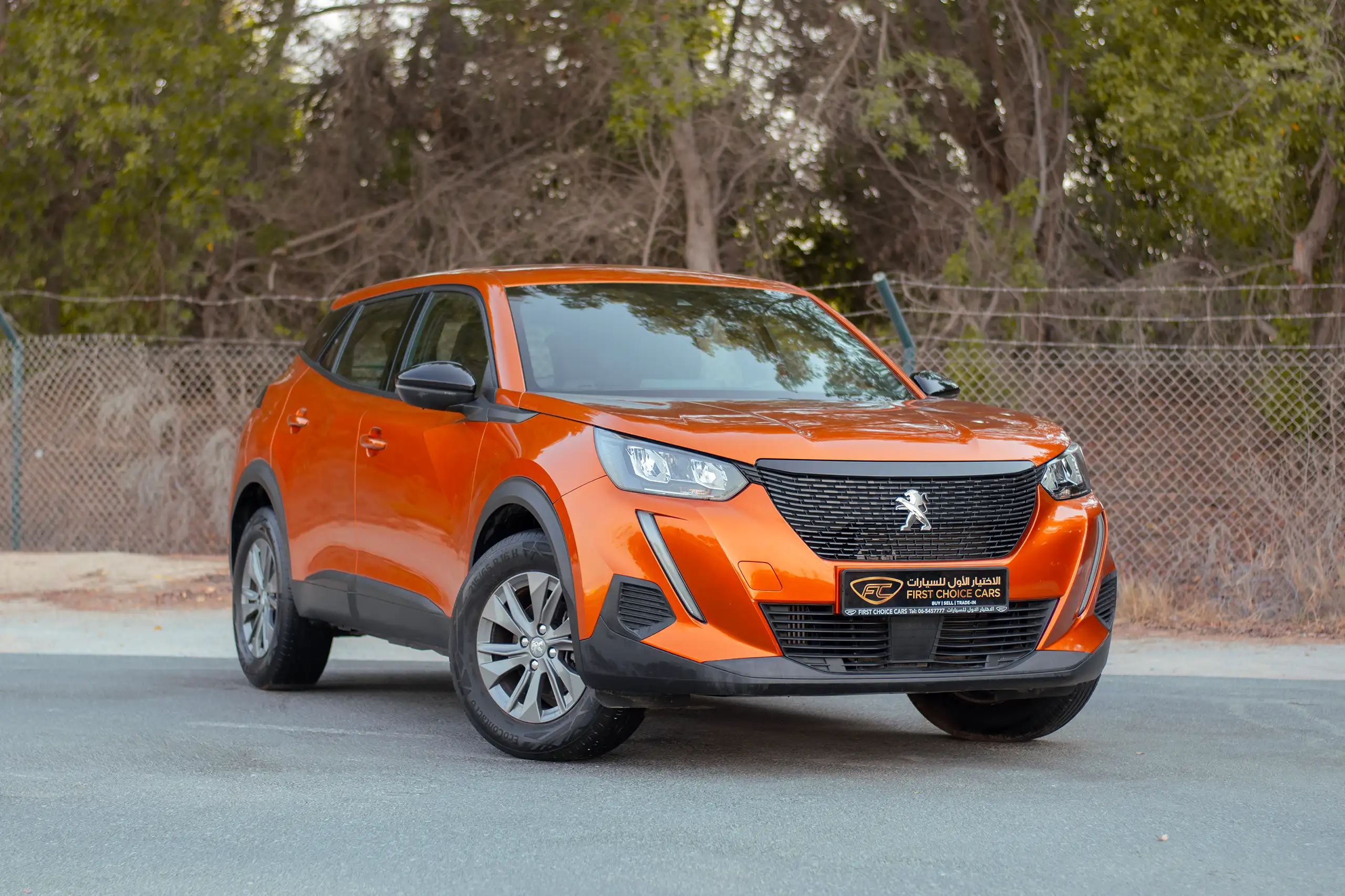 Used 2023 Peugeot 2008 Active Orange – Right Front Diagonal (45°) View at First Choice Cars Sharjah