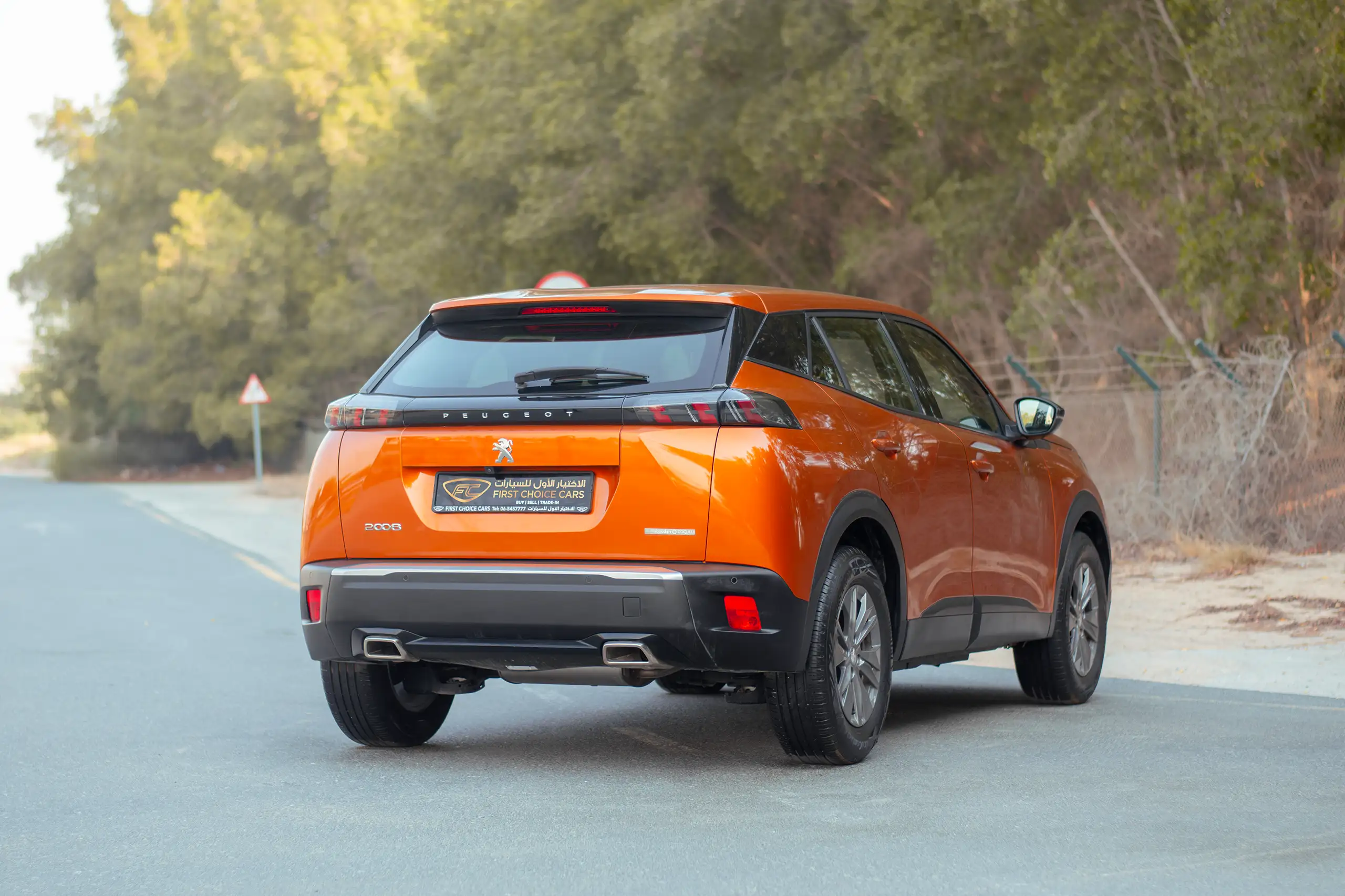 Used 2023 Peugeot 2008 Active Orange – Right Back Diagonal (45°) View at First Choice Cars Sharjah