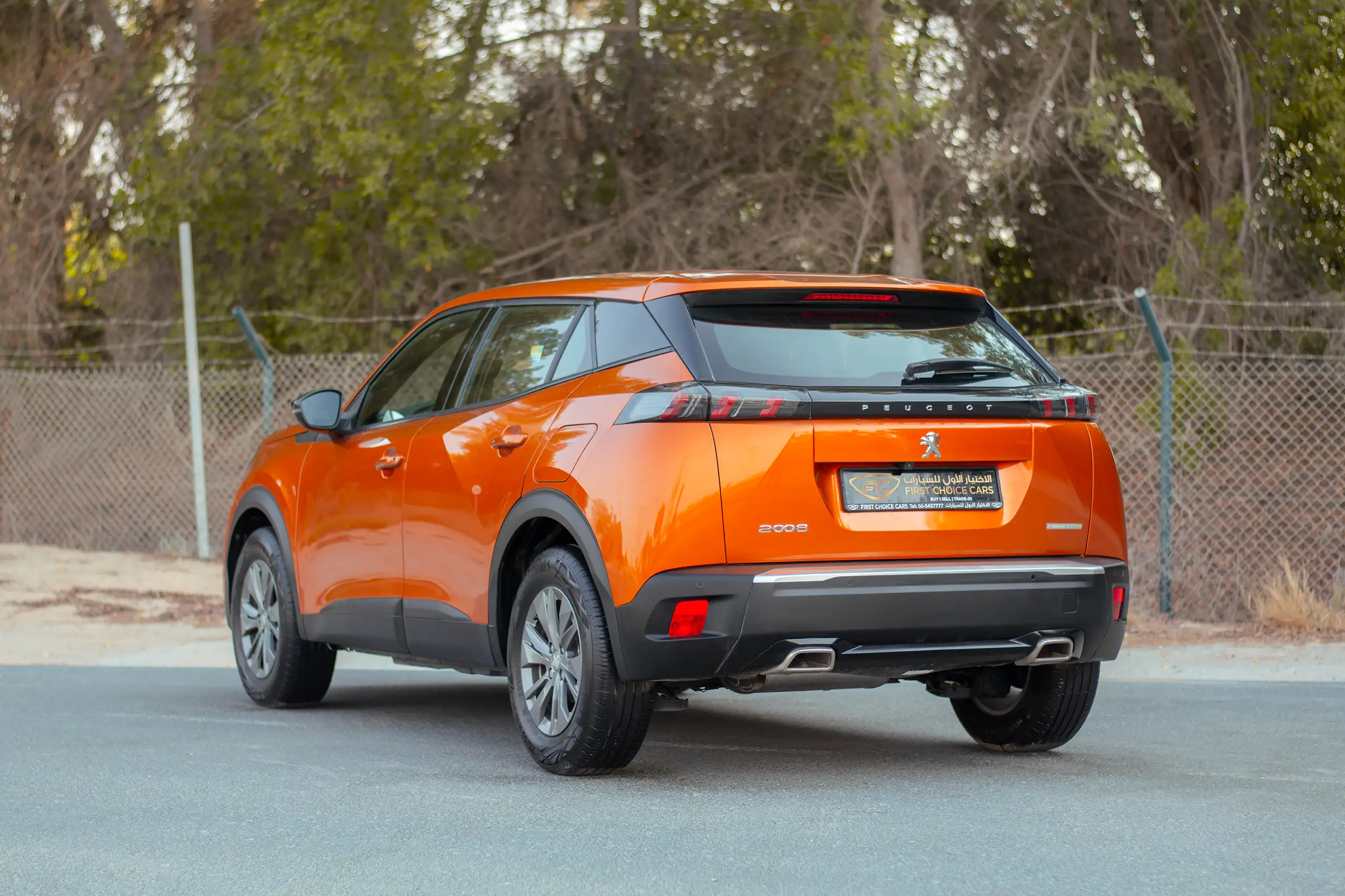 Used 2023 Peugeot 2008 Active Orange – Left Back Diagonal (45°) View at First Choice Cars Sharjah