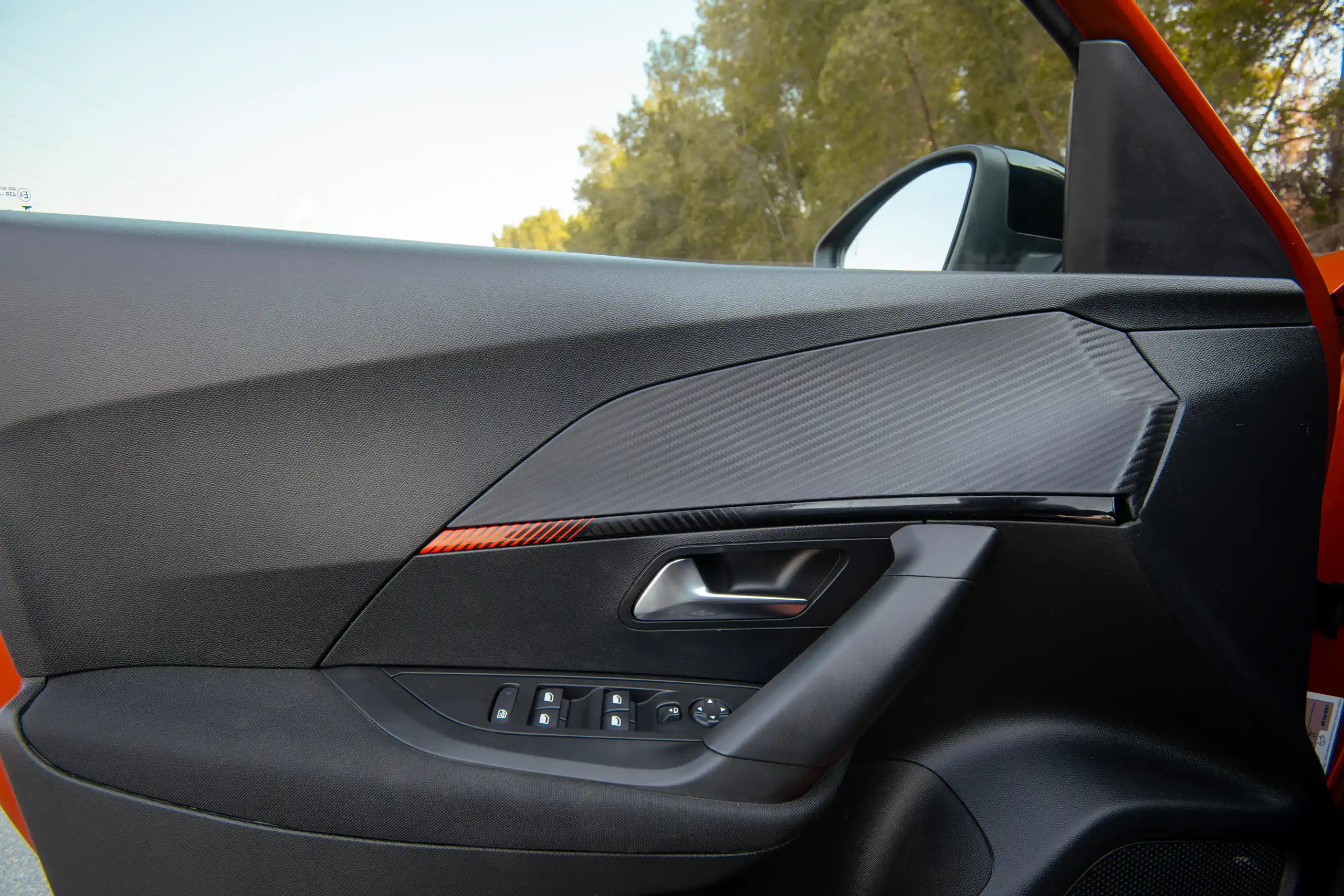 Used 2023 Peugeot 2008 Active Orange – Driver Door Panel Full View at First Choice Cars Sharjah