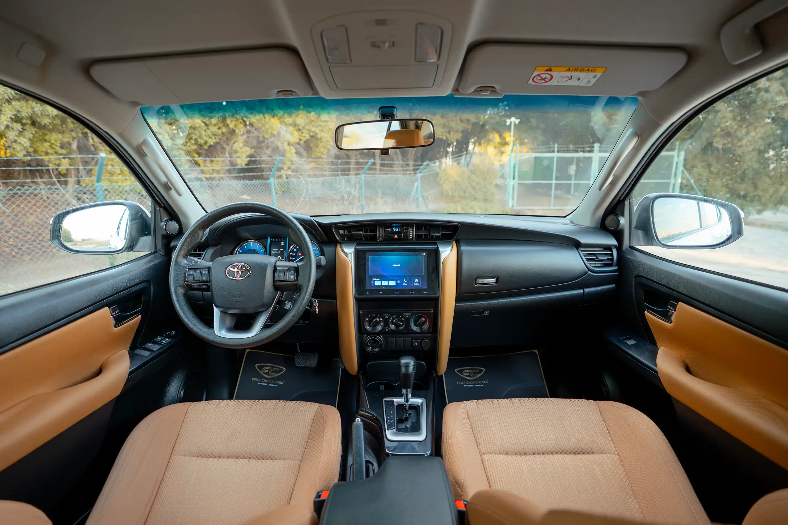 Used 2024 Toyota Fortuner EXR White – Front Cabin / Dashboard Full View at First Choice Cars Sharjah