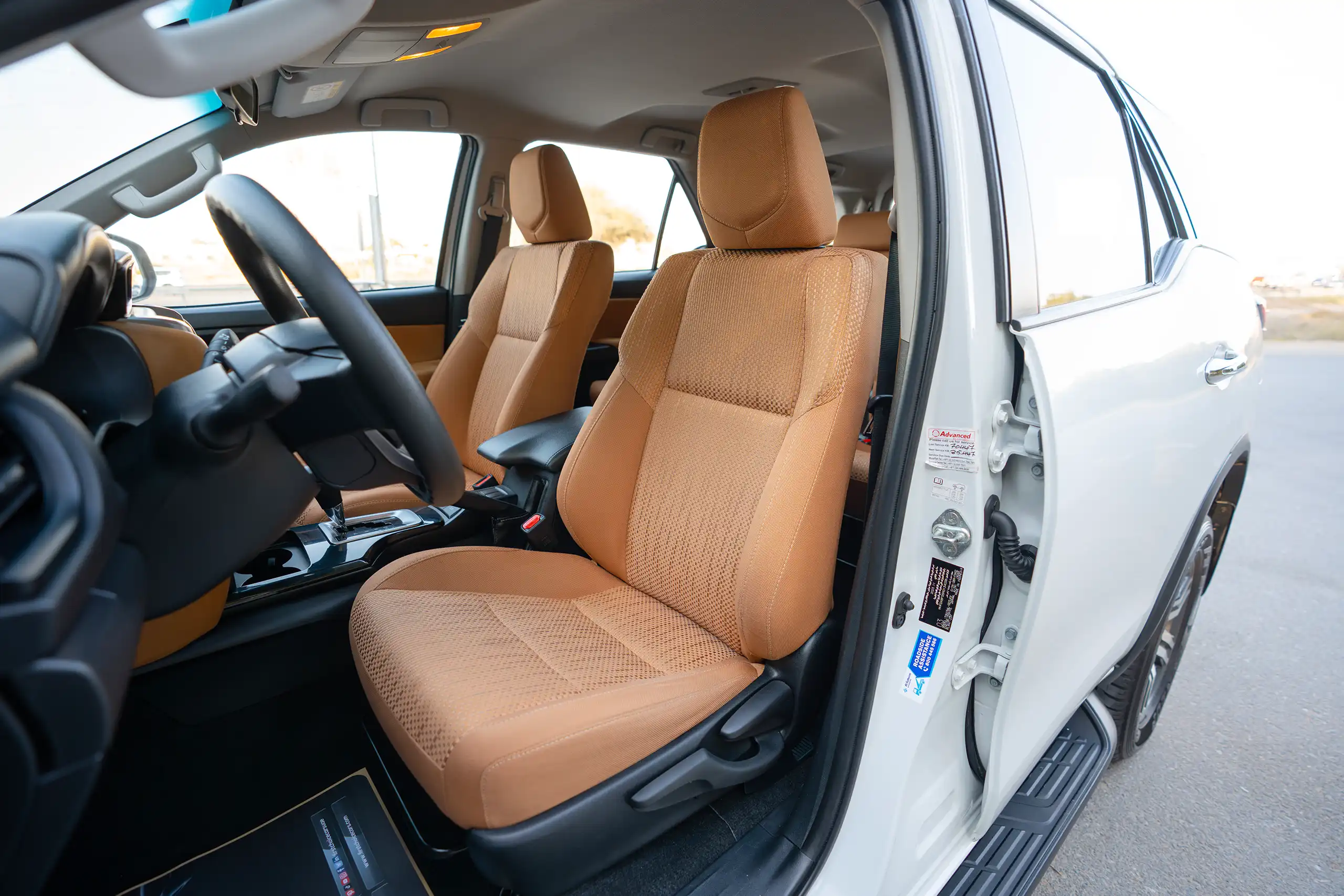 Used 2024 Toyota Fortuner EXR White – Front Driver Side Cabin View at First Choice Cars Sharjah