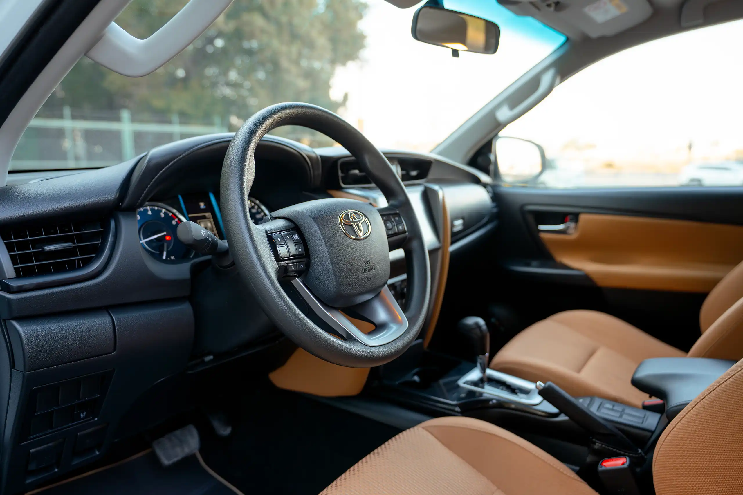 Used 2024 Toyota Fortuner EXR White – Driver Side Dashboard & Steering View at First Choice Cars Sharjah