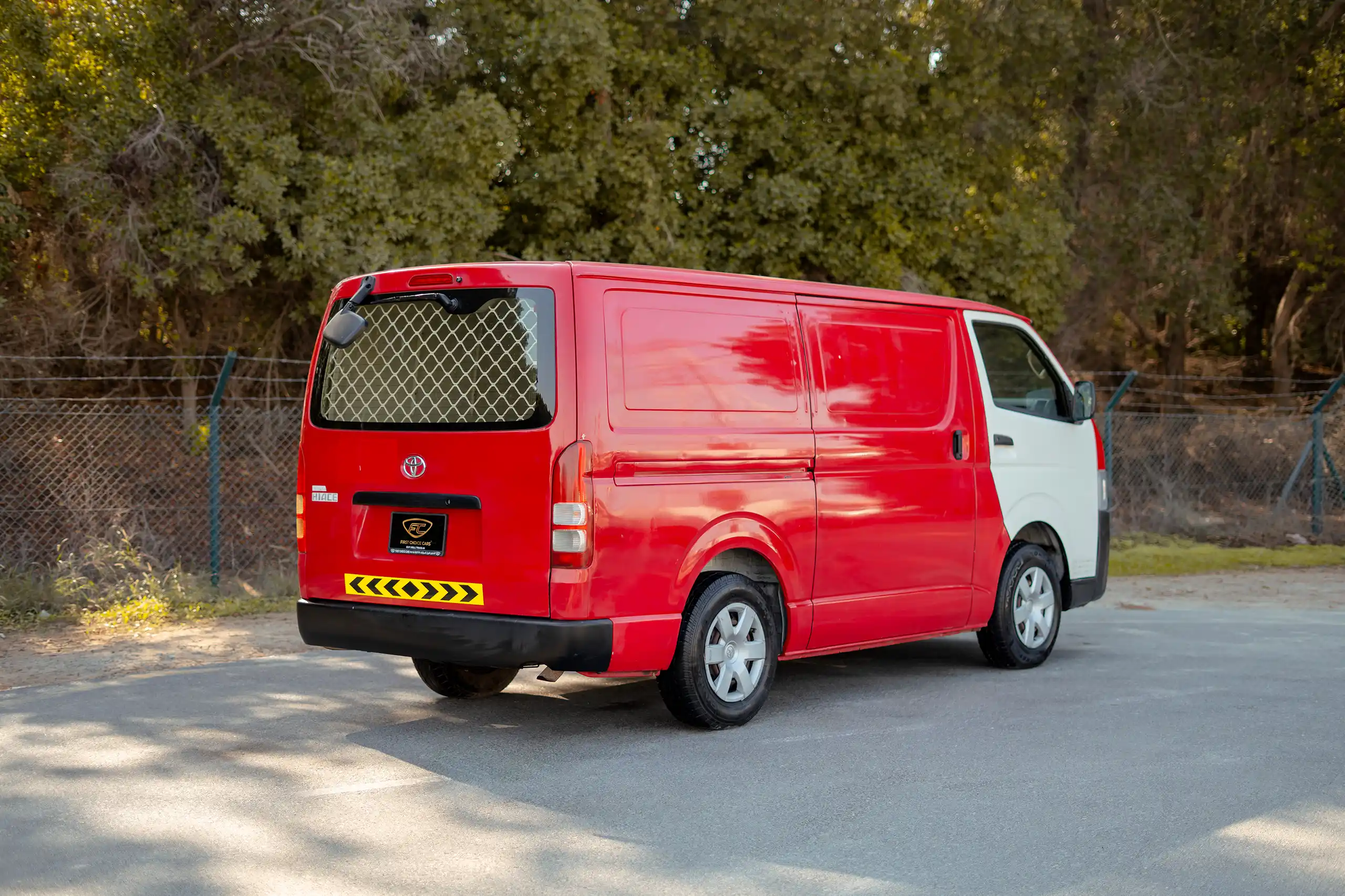 Used 2020 Toyota Hiace GL High Roof Red – Right Back Diagonal (45°) View at First Choice Cars Sharjah