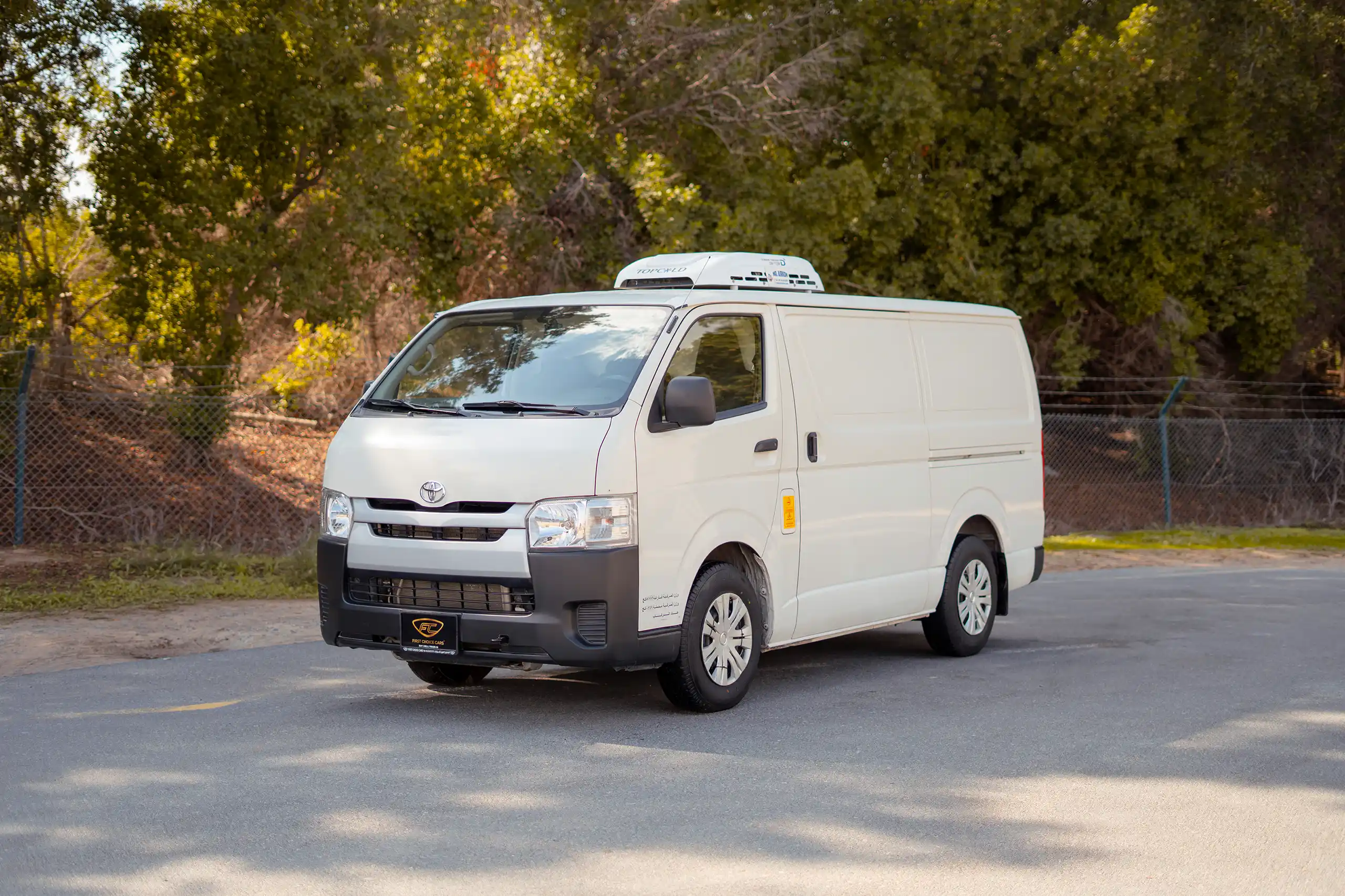 Used 2023 Toyota Hiace GL Standard Roof White – Left Front Diagonal (45°) View at First Choice Cars Sharjah