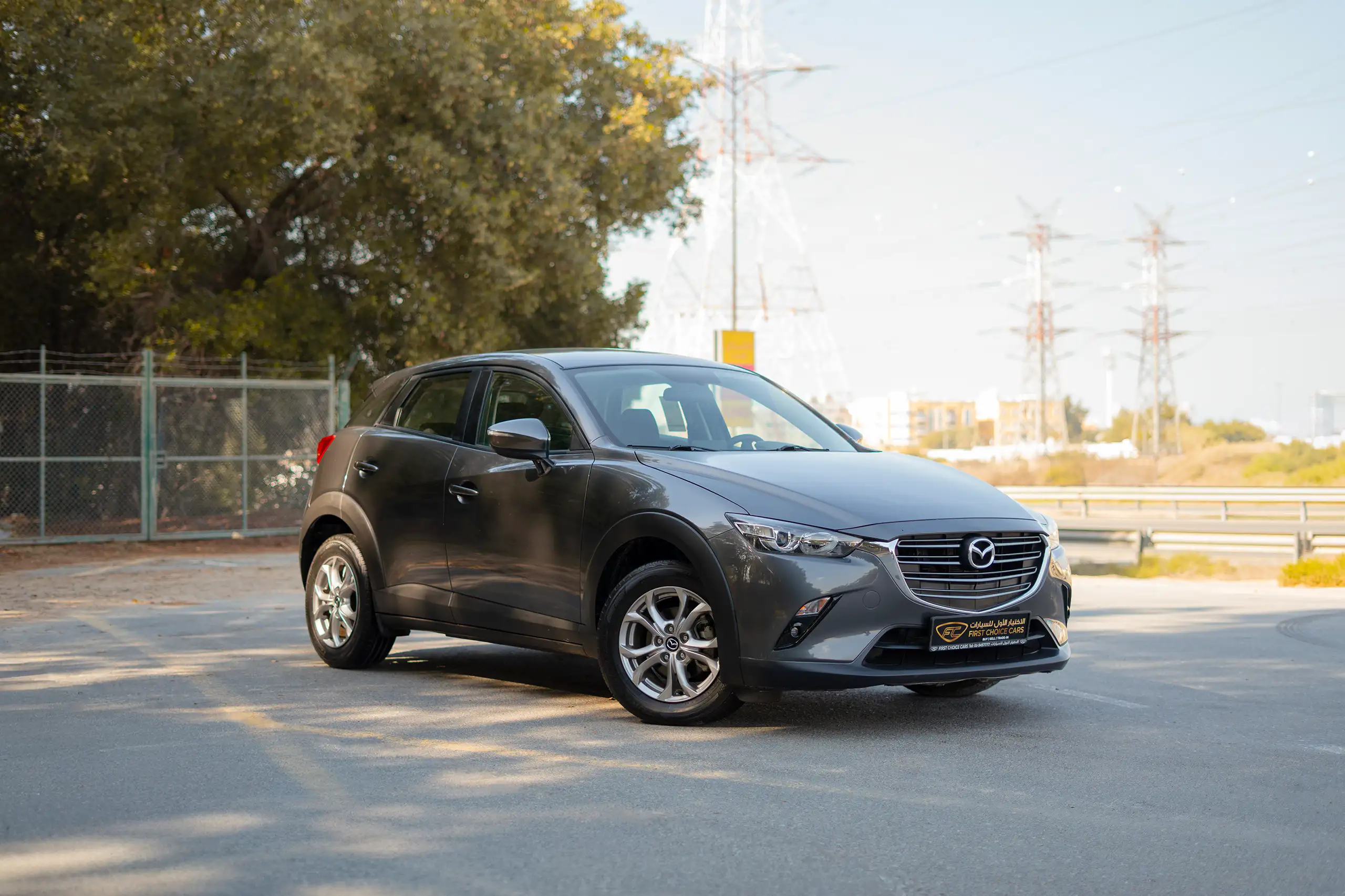 Used 2022 Mazda CX-3 GS Grey – Right Front Diagonal (45°) View at First Choice Cars Sharjah