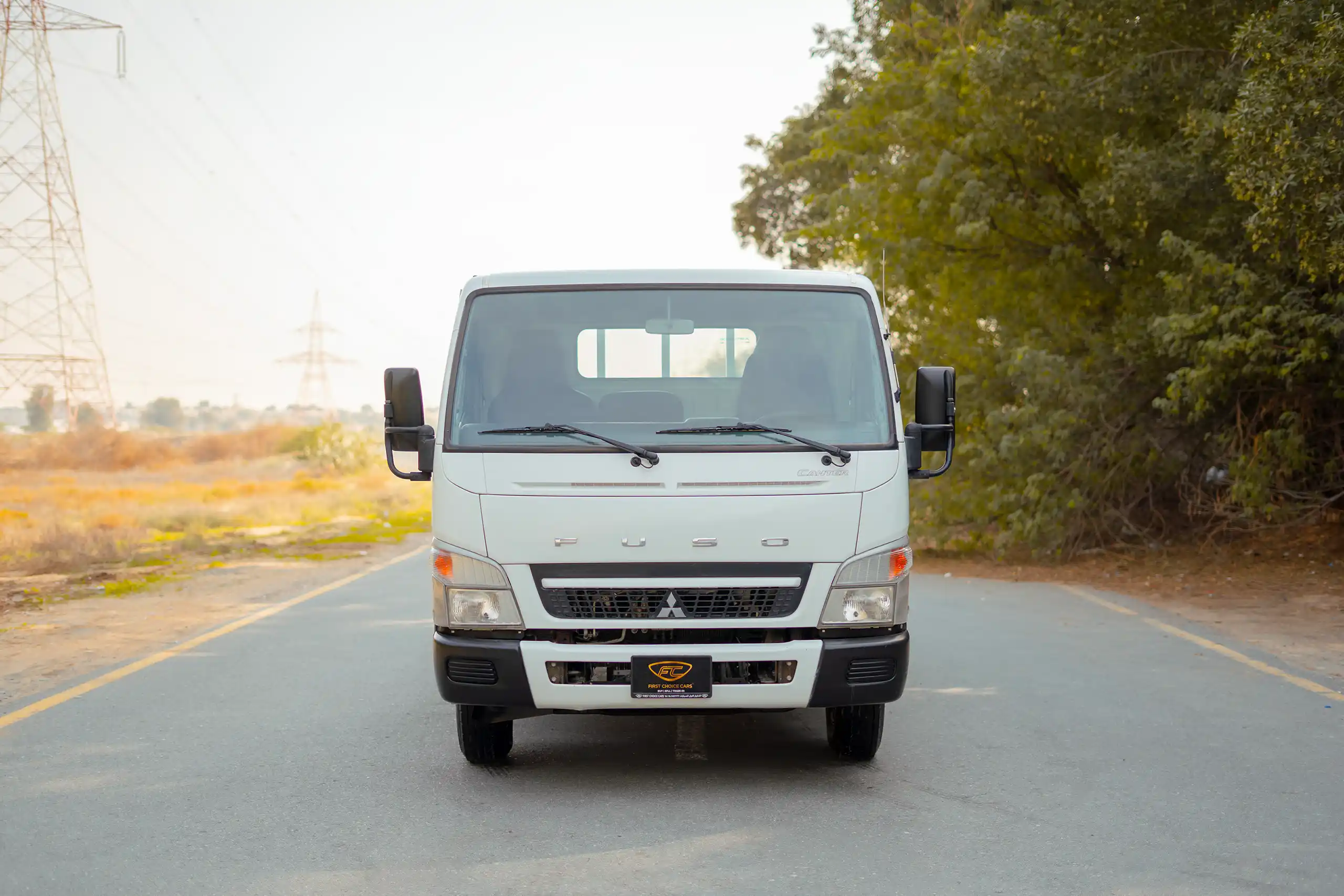 Used 2017 Mitsubishi Canter Cargo Body White – Front View at First Choice Cars Sharjah