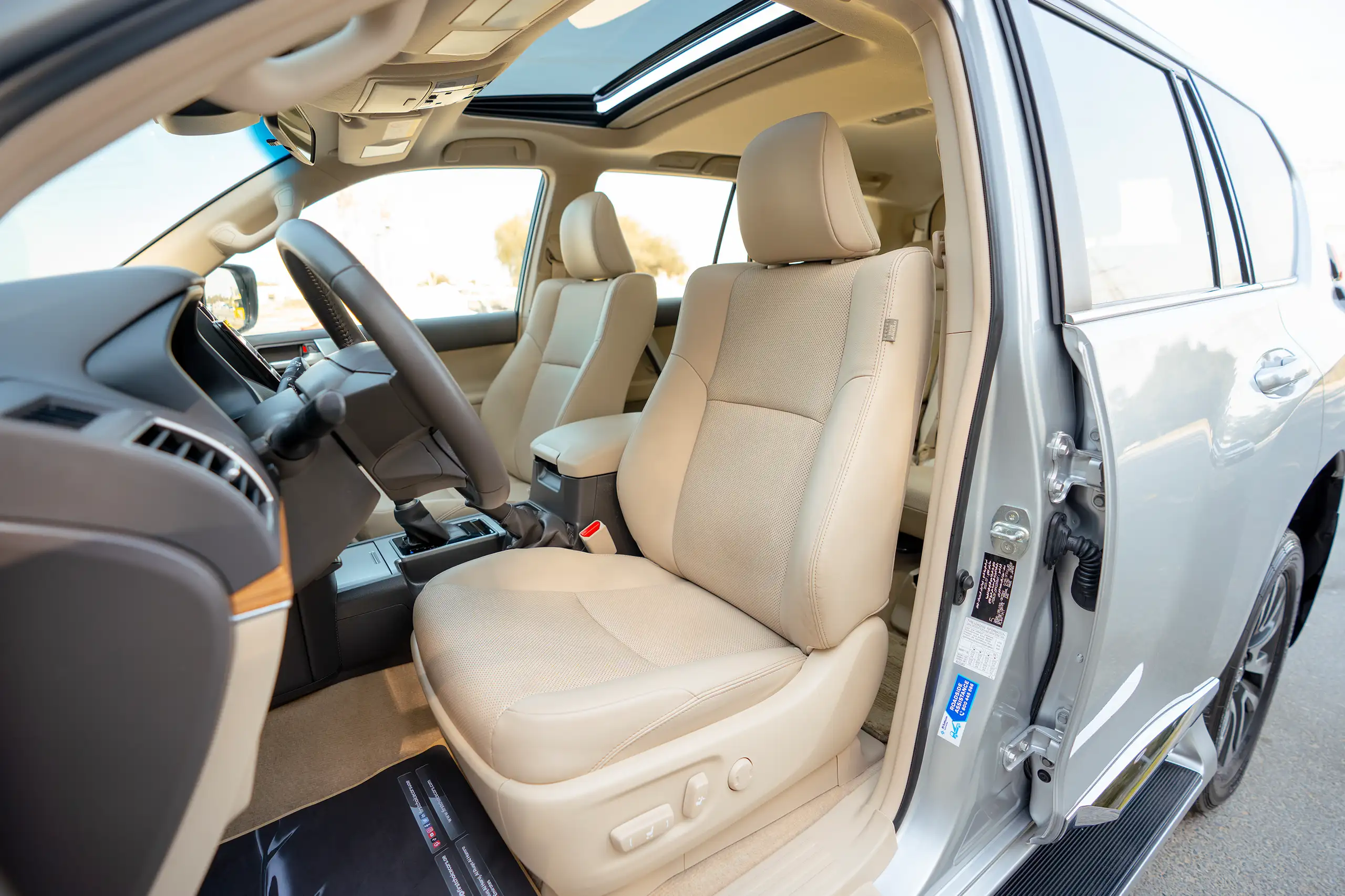 Used 2023 Toyota Prado VXR Silver – Front Driver Side Cabin View at First Choice Cars Sharjah