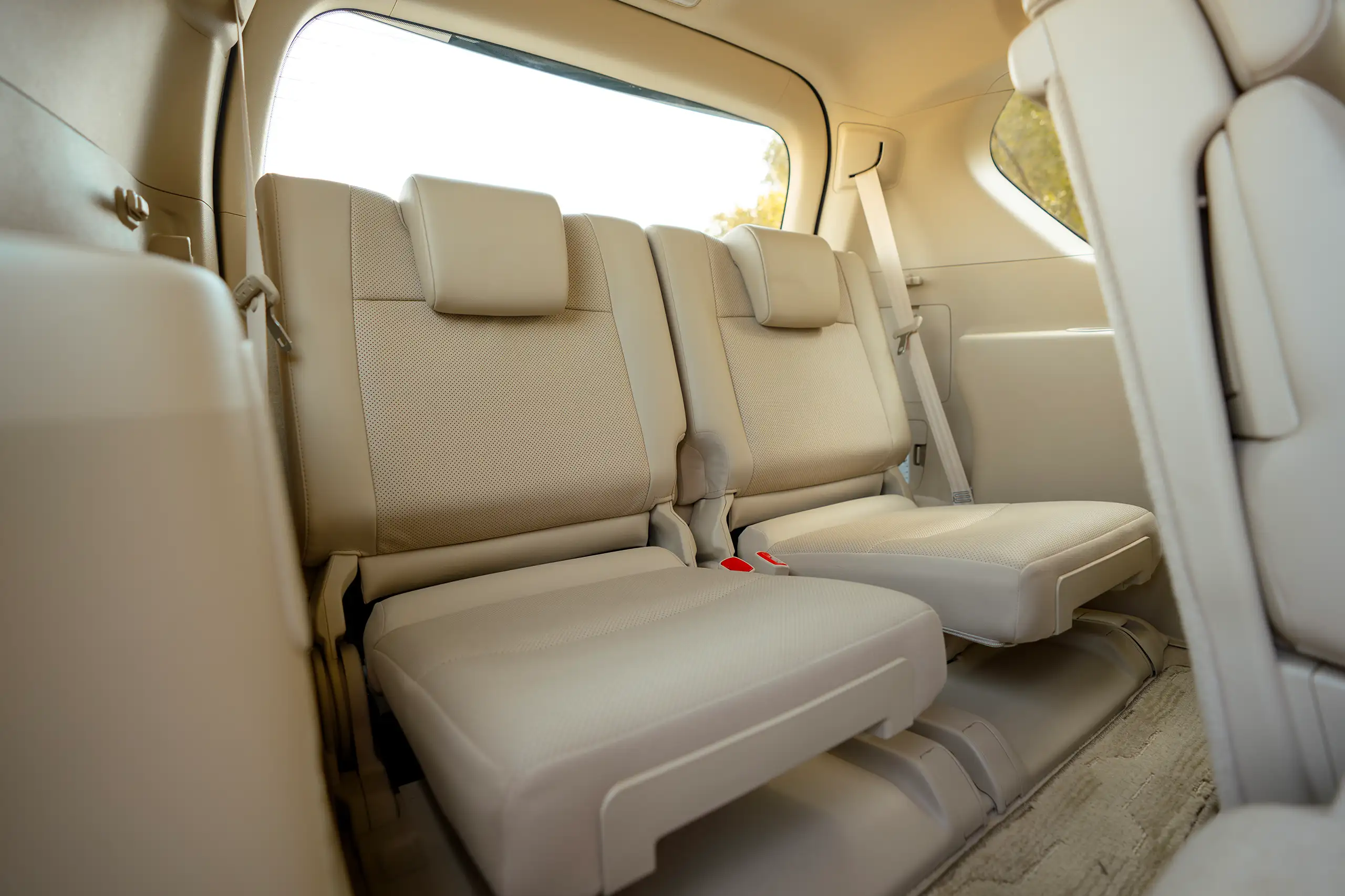 Used 2023 Toyota Prado VXR Silver – Third Row Right Seat View at First Choice Cars Sharjah