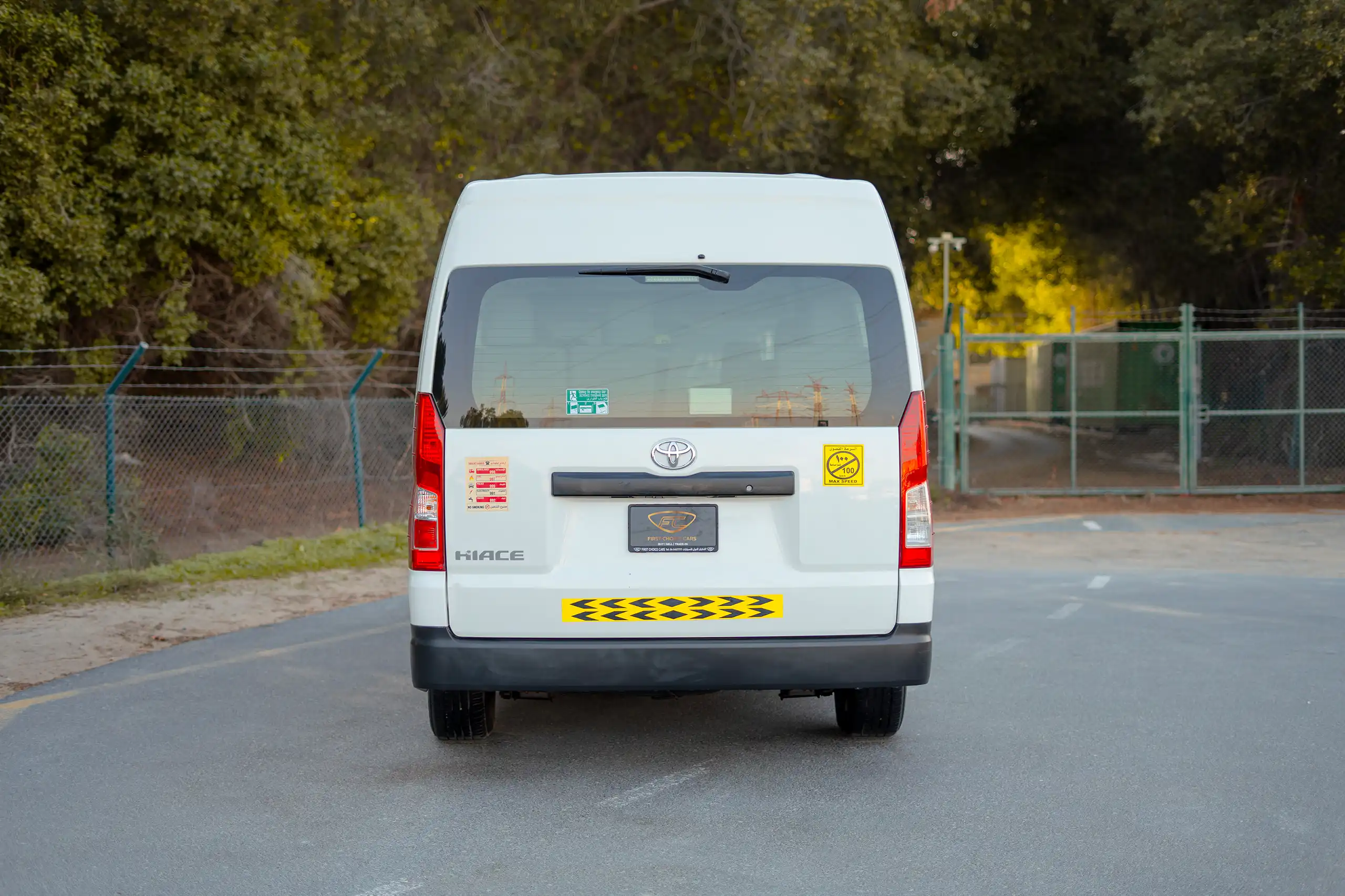 Used 2021 Toyota Hiace GL High Roof White – Back/Rear View at First Choice Cars Sharjah