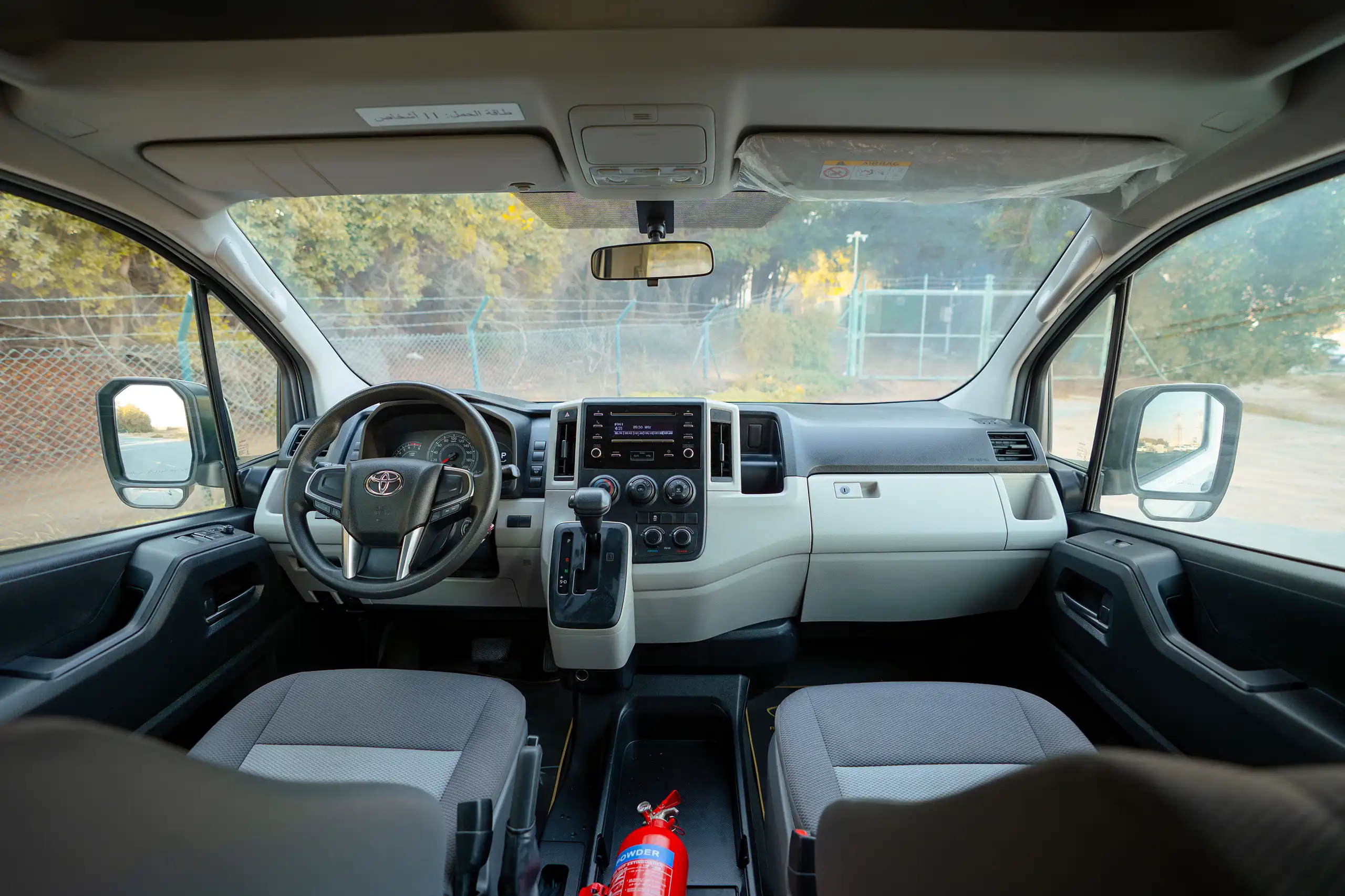 Used 2021 Toyota Hiace GL High Roof White – Front Cabin / Dashboard Full View at First Choice Cars Sharjah