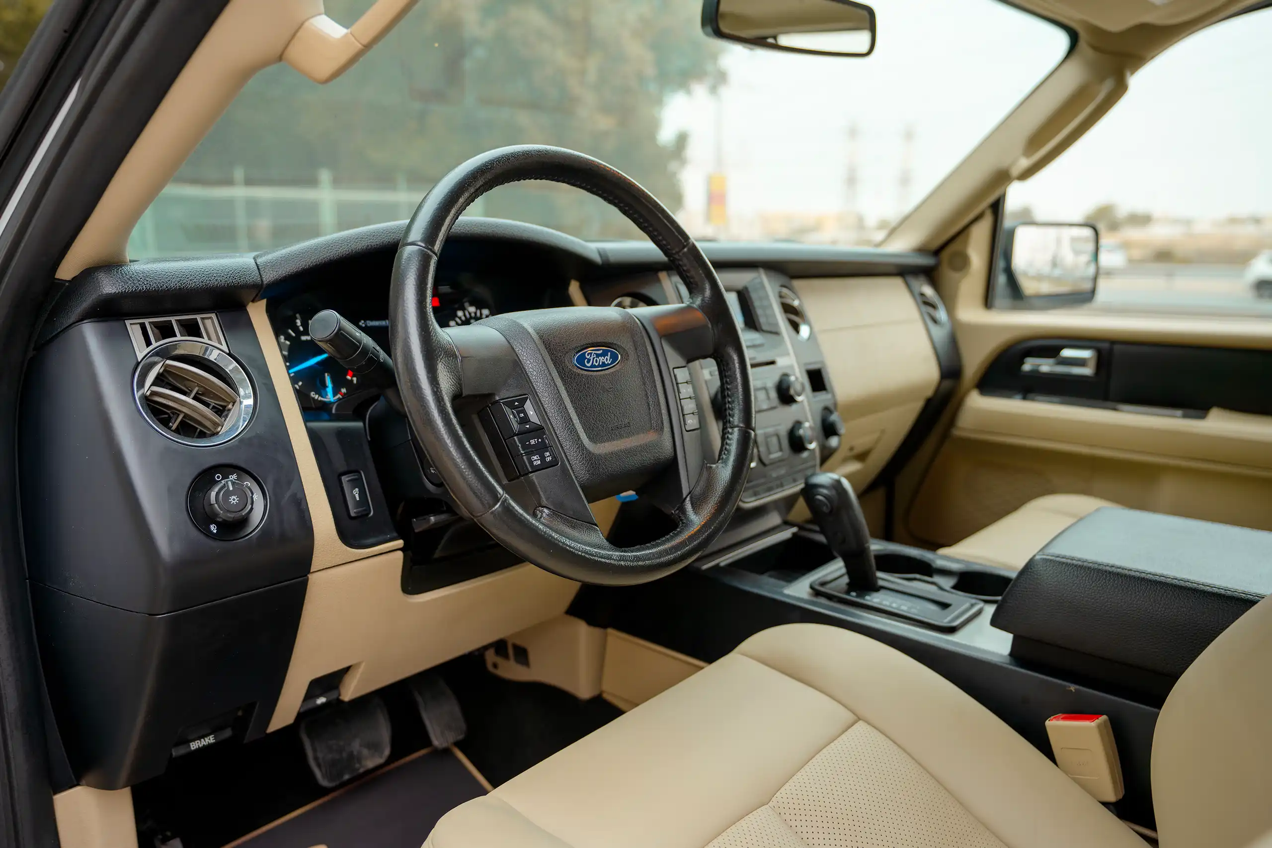 Used 2017 Ford Expedition XLT White – Driver Side Dashboard & Steering View at First Choice Cars Sharjah